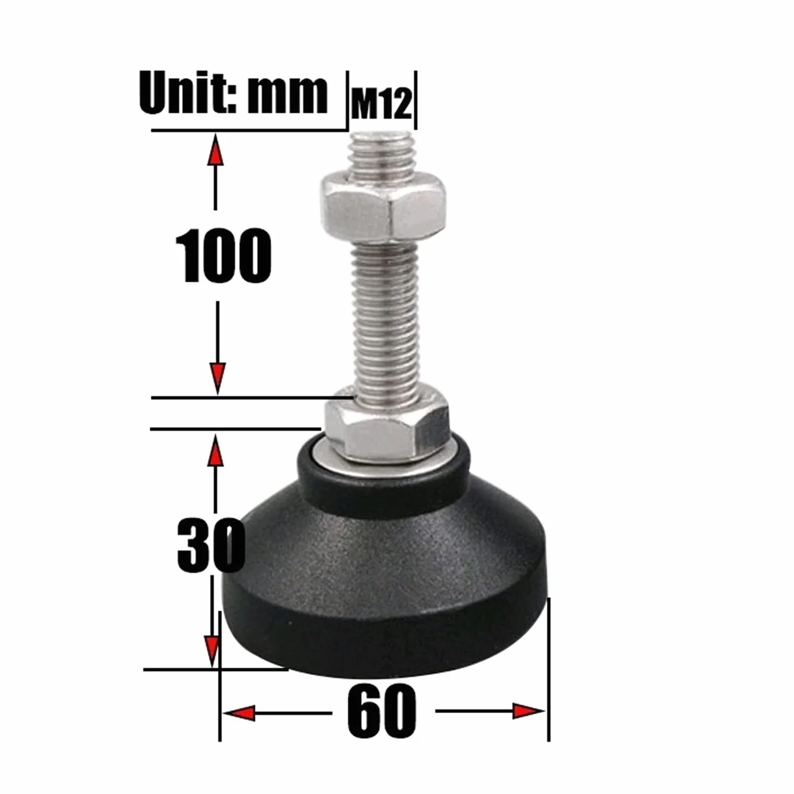 4 szt. Stopki poziomujące, nylonowe okrągłe dno + gumowa okrągła antypoślizgowa poduszka dolna nóżka do mebli, DIY mechaniczna prostownica do nóg, ochraniacz na podłogę, podstawa 60 MM