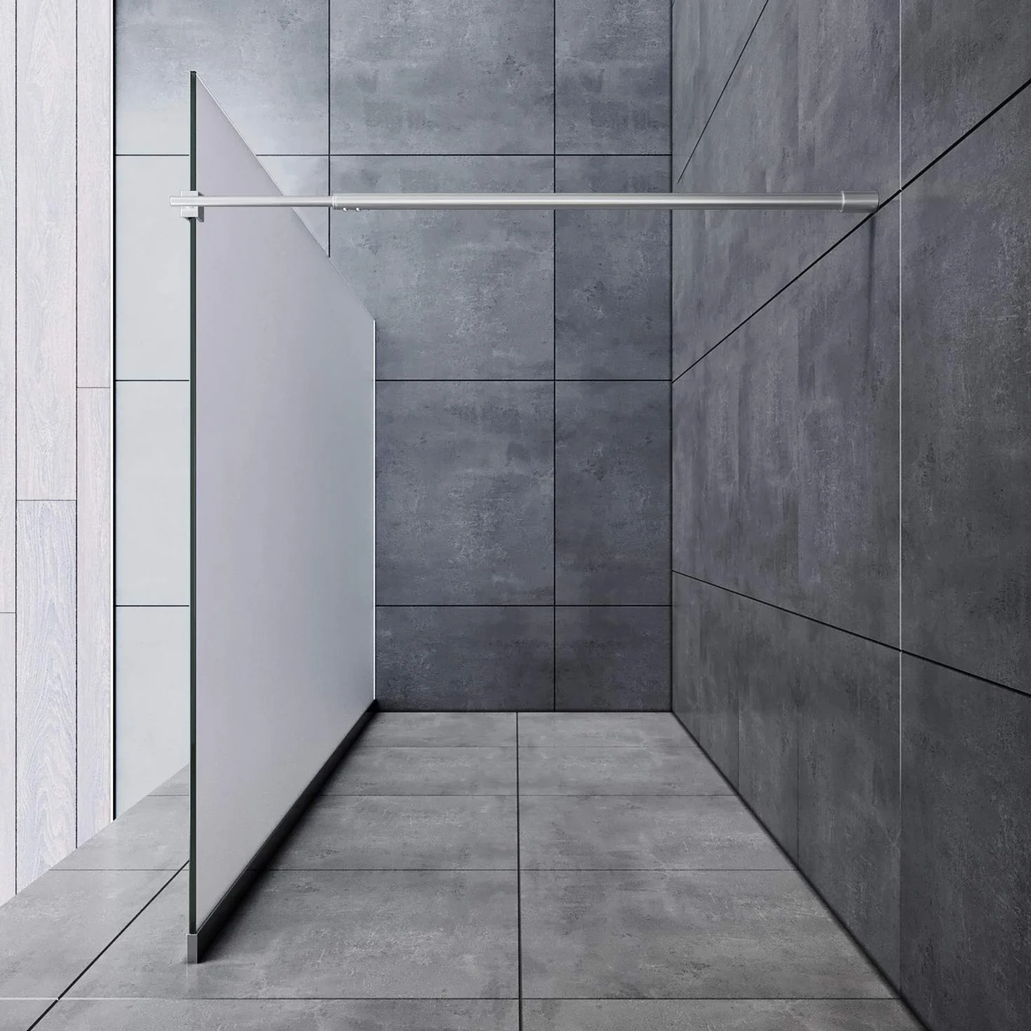 ELEGANT Prysznic Walk-In 120 x 200 cm ze stabilizatorem z 8 mm całkowicie satynowanego szkła z nanopowłoką