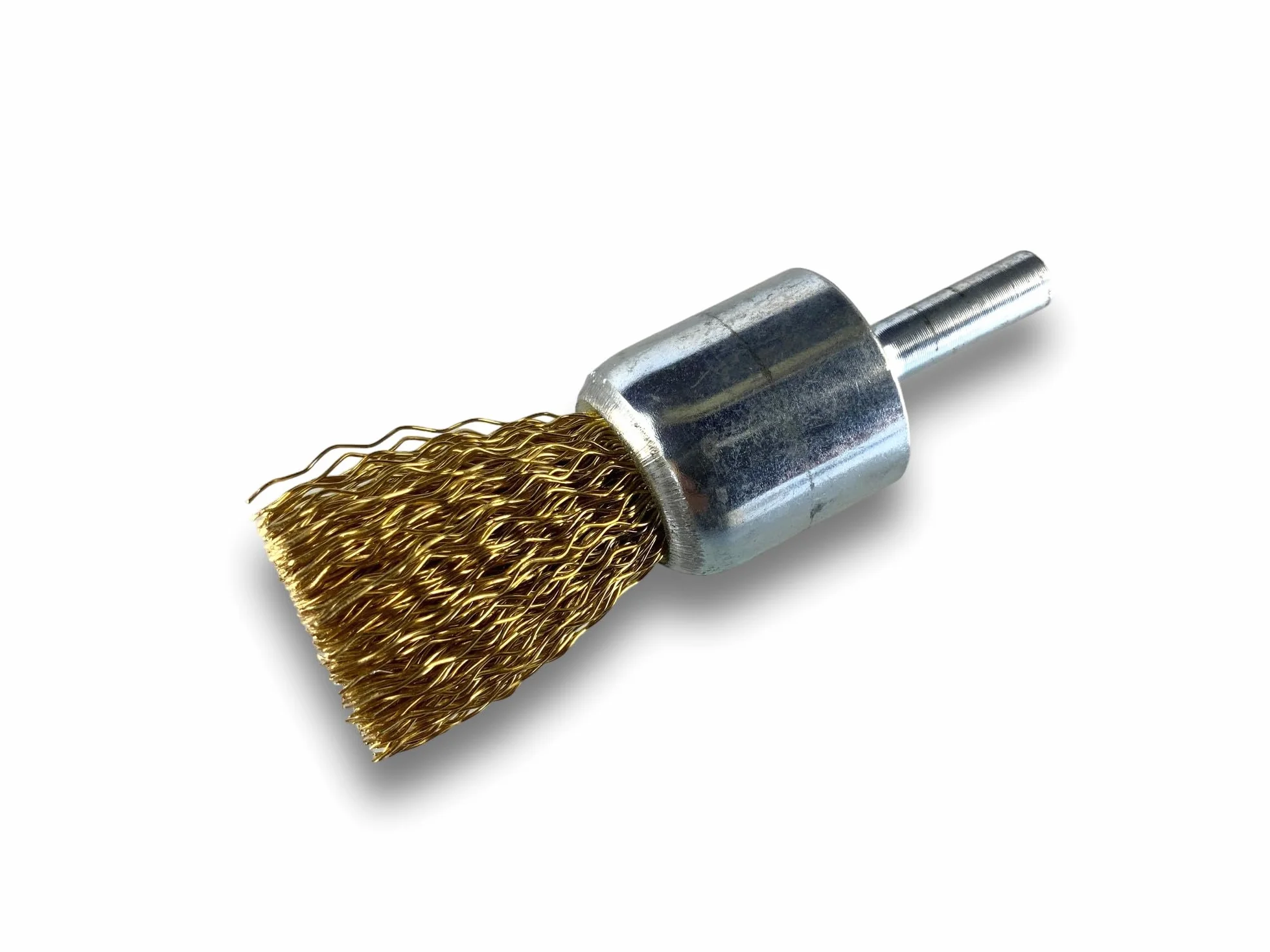 Metalowa szczotka obrotowa z końcówką Ø 22 mm | Zestaw 3 sztuk | Kształt pędzla na trzonku Ø 6 mm | Nici mosiężne Ø 0,30 mm twarde | Do wiertarki lub wkrętarki z uchwytem | Kibros 20LT22x3
