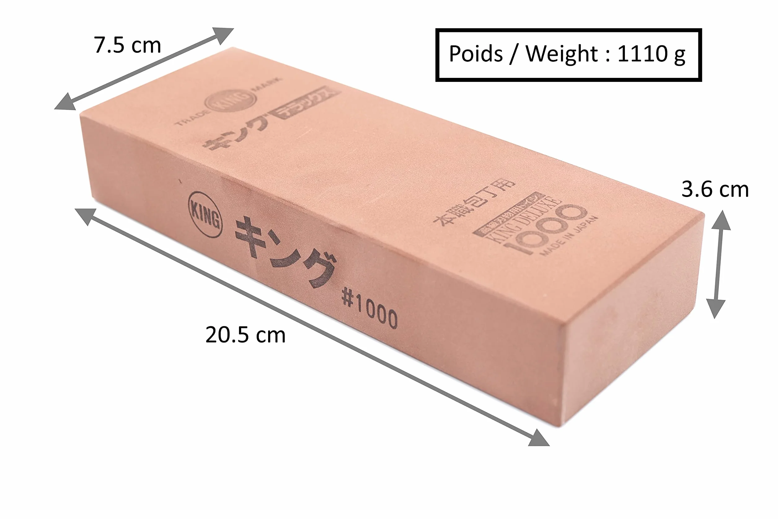 Japoński kamień do ostrzenia King Wider 1000 ziaren #1000 ostrzenie i pielęgnacja nóż kuchenny tradycyjny kamień wodny wyprodukowany w Japonii 20,5 x 7,5 x 3,6 cm