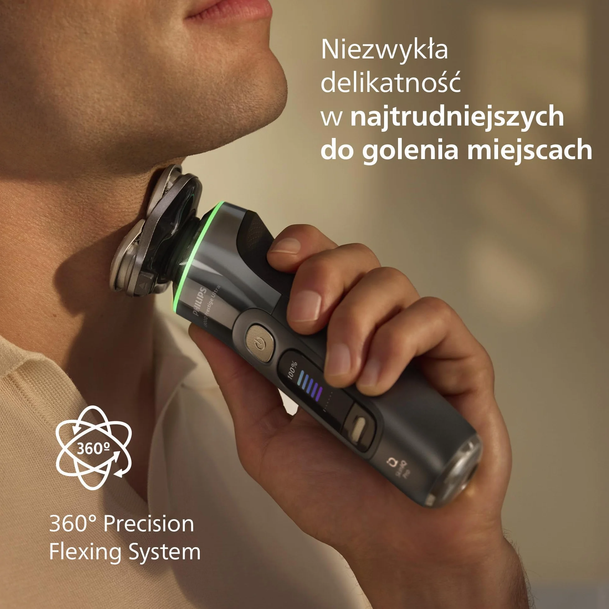 Philips Shaver i9000 Prestige Ultra, golarka elektryczna do golenia na sucho i mokro z technologią Skin IQ Pro, System Triple Lift & Cut, obrotowe 360º ostrza, 5 trybów golenia, Model XP9402/11