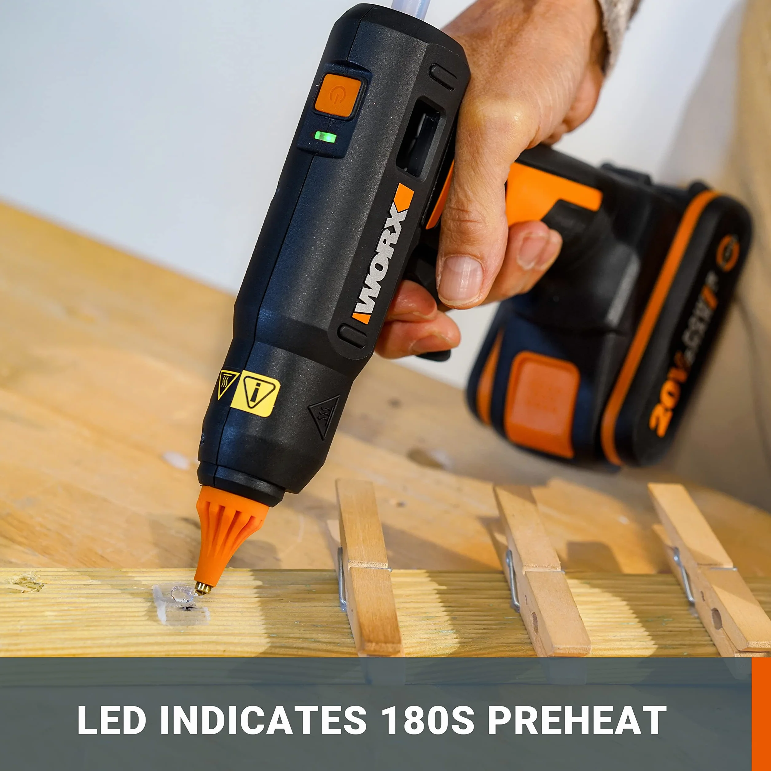 WORX 18V(20V MAX) Pistolet do Klejenia na Gorąco WX045.9, PowerShare, 60W, MAX 200 ℃, Anty-kapania, z 10*Klej, bateria i ładowarka Nie wchodzą