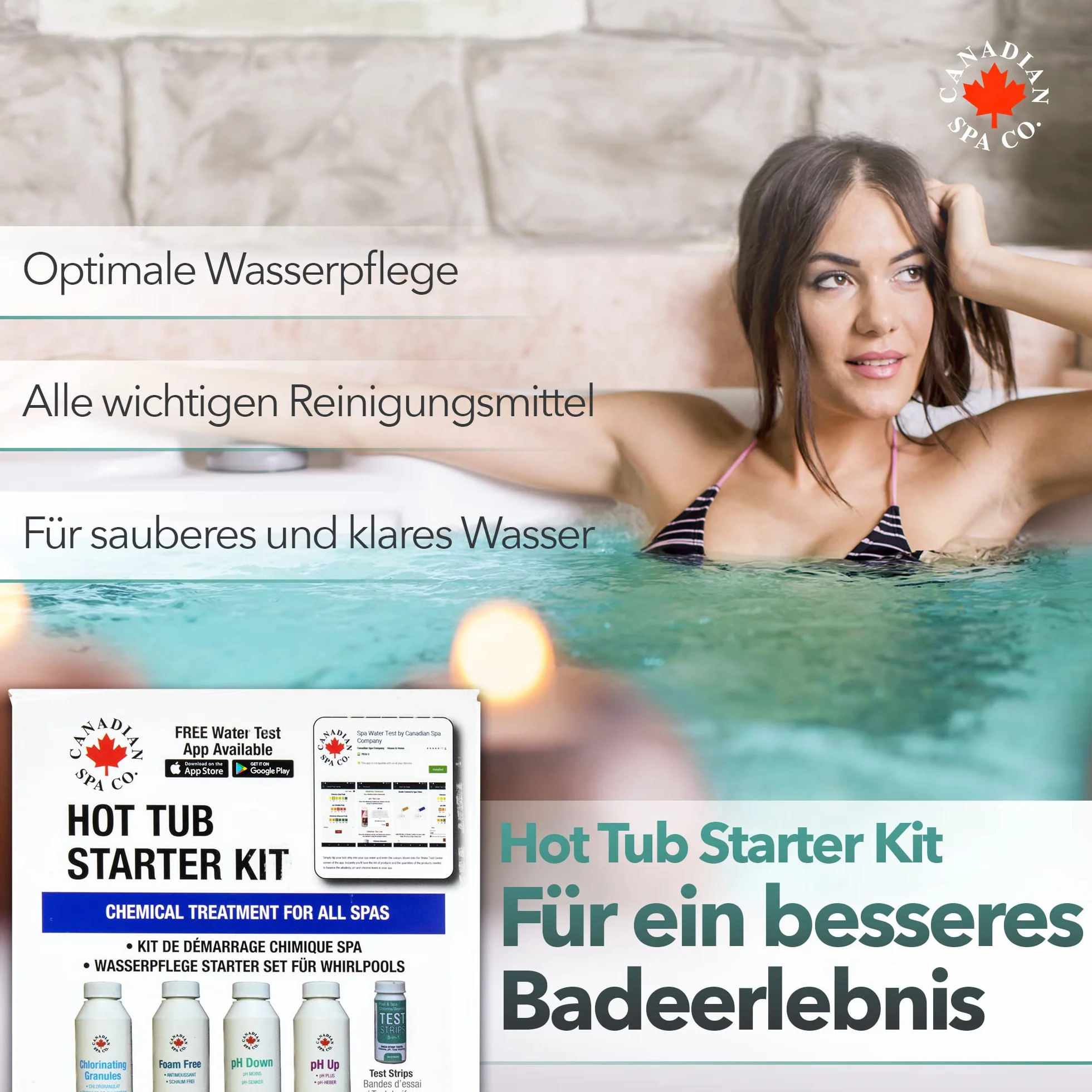 CANADIAN SPA CO. Zestaw startowy do basenu do pielęgnacji wody 5-częściowy z granulatem chloru, środkiem do usuwania piany, środkiem podnoszącym i redukującym pH zestaw do pielęgnacji basenu