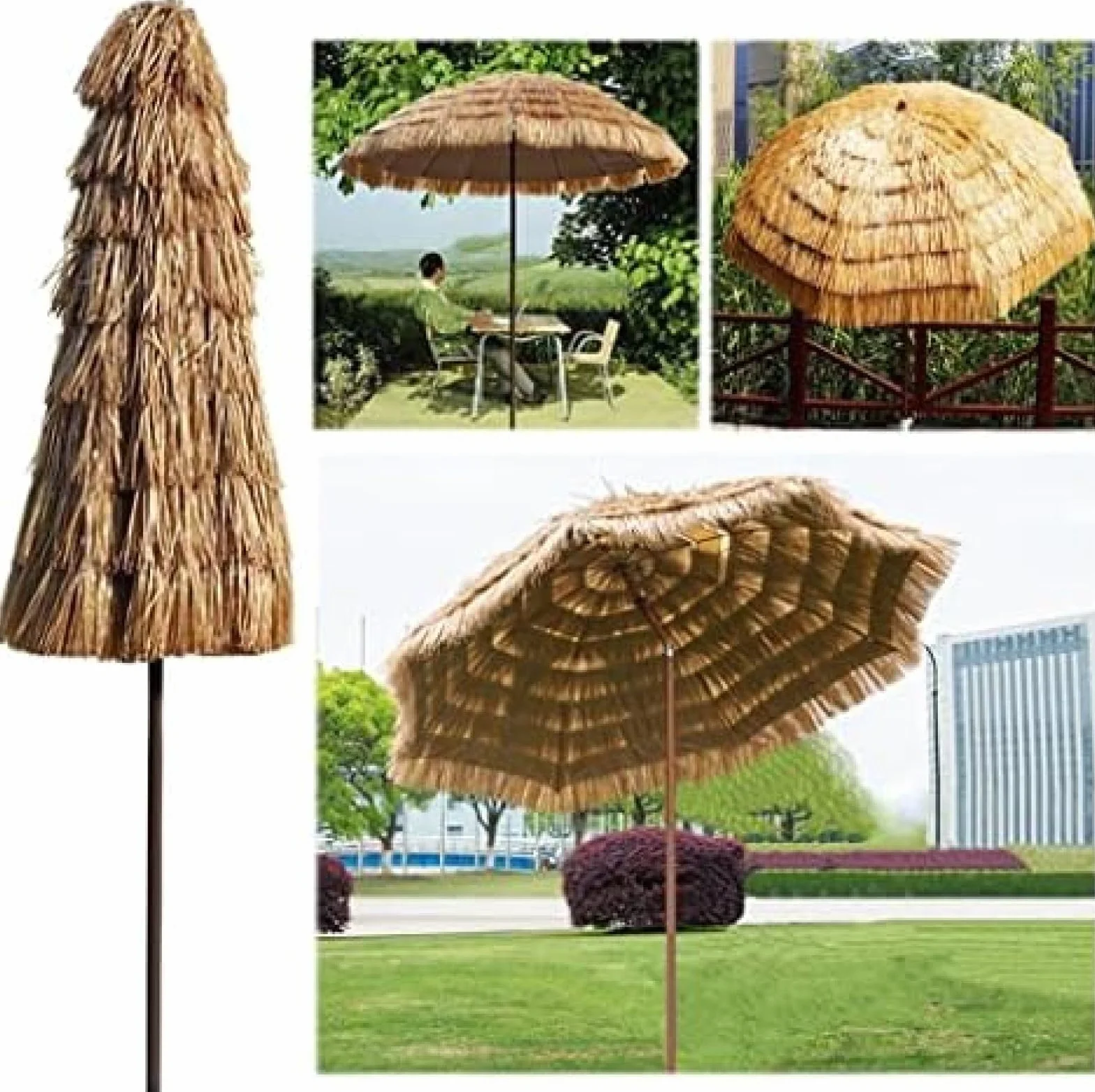 Parasol Ogrodowy Wodoodporny Przeciwsłoneczny Składany Przechylany Ø240cm (7,8 Stopy) Hawajski