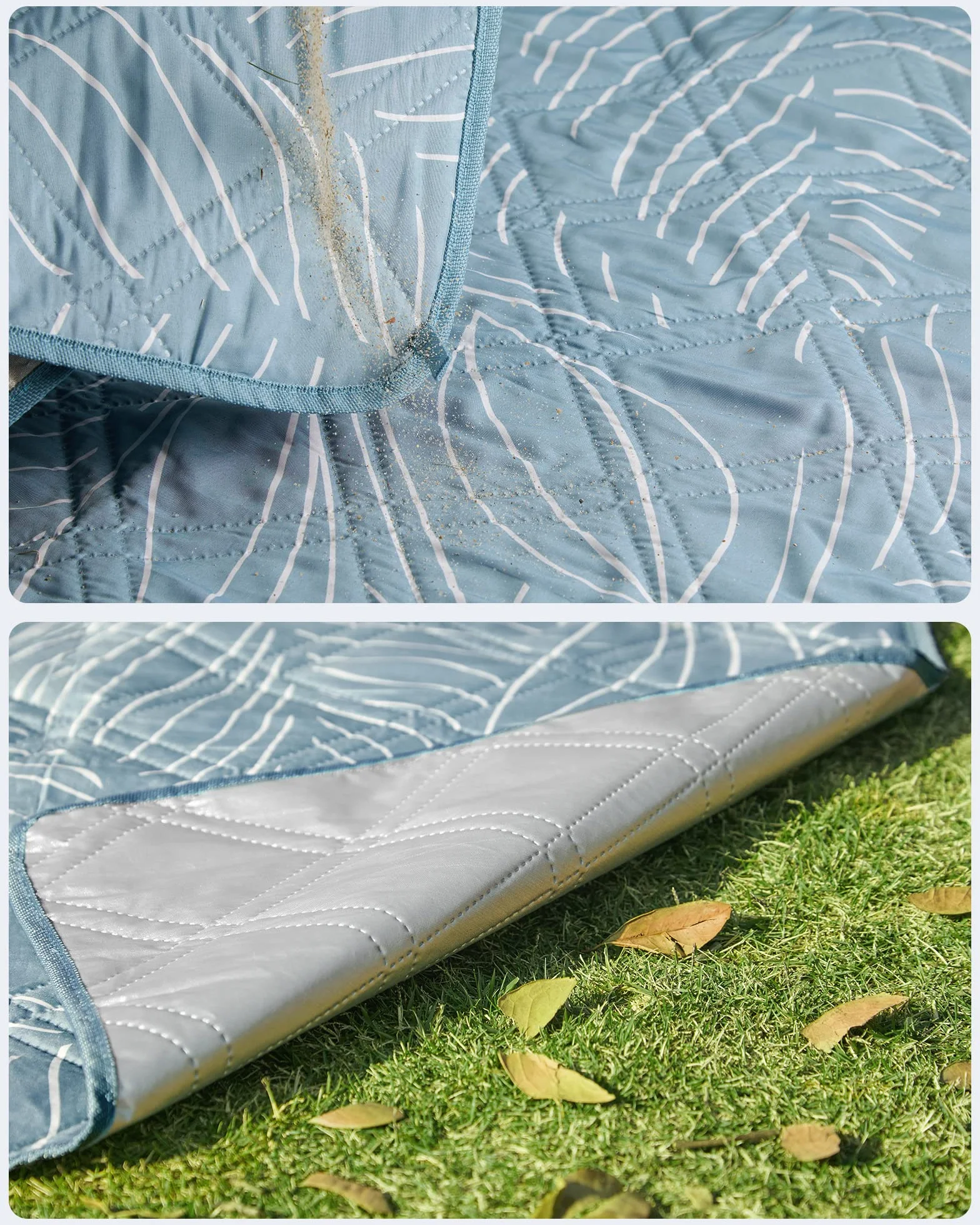 SONGMICS Koc piknikowy 200 x 200 cm wodoodporny składany niebieski