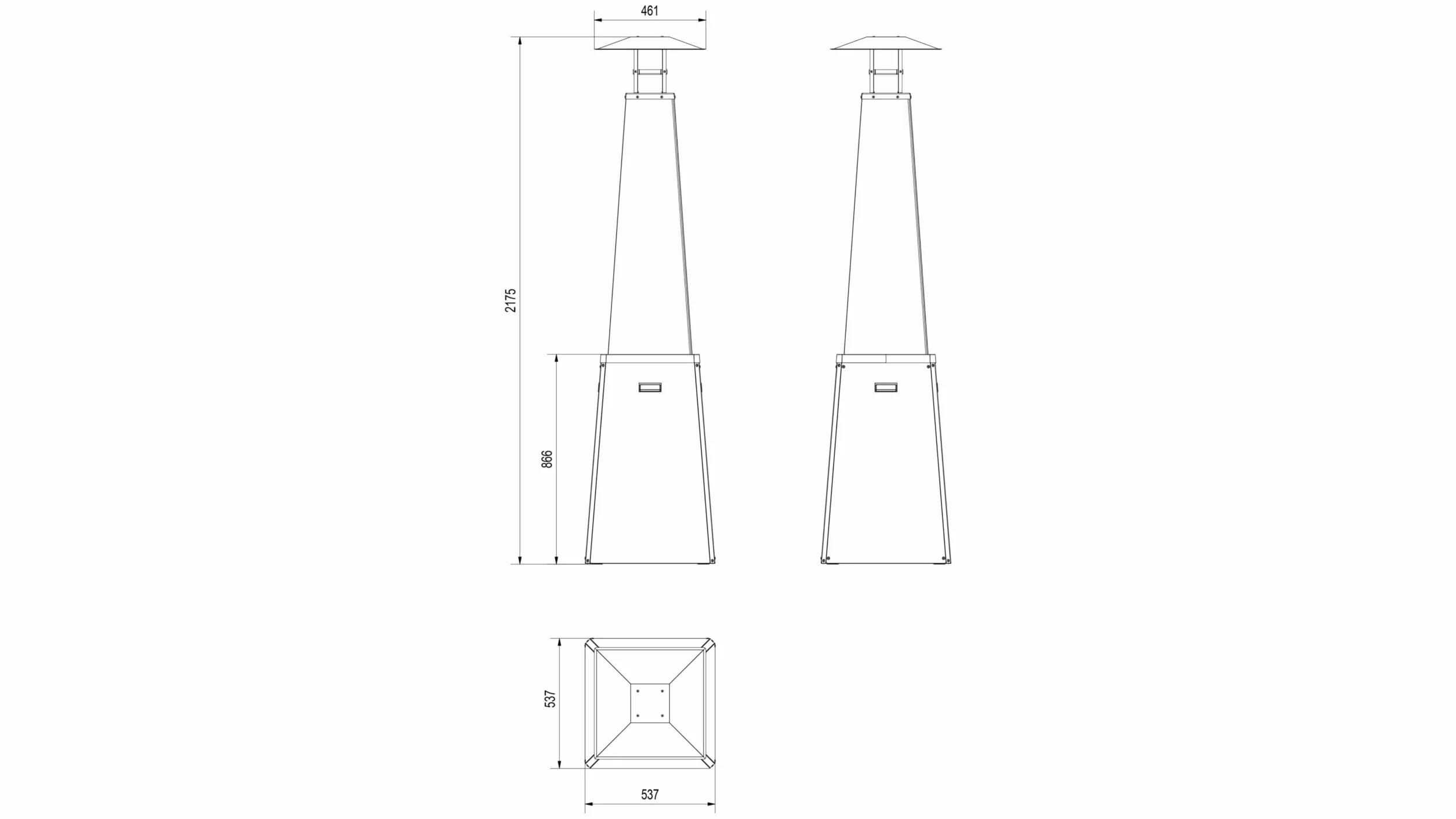 KRATKI Promiennik gazowy Umbrella BS stal czarny 12 kW zestaw