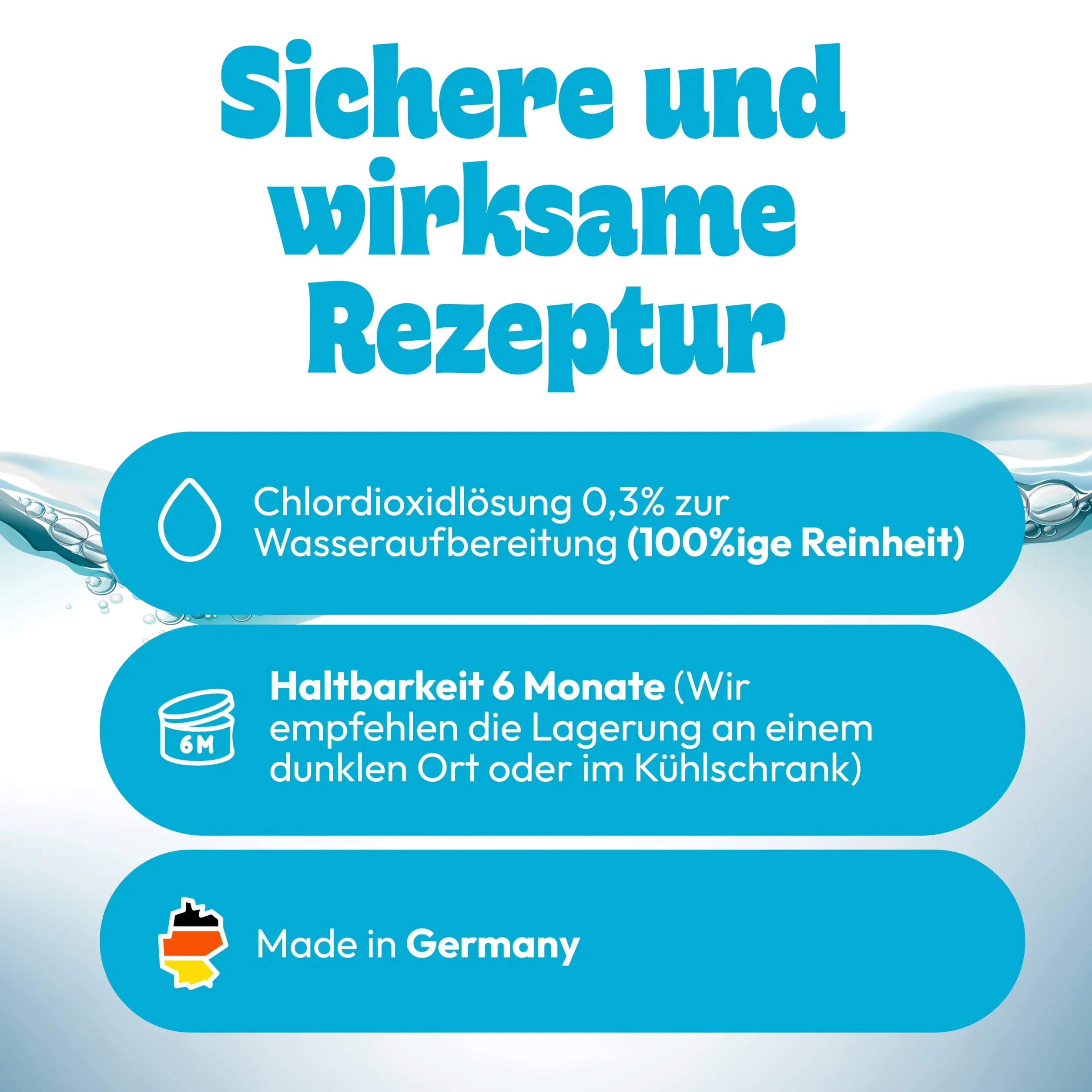 Chlorine Dioxide 250 ml 0,3% CDL do uzdatniania wody, roztwór dwutlenku chloru w butelce z brązowego szkła