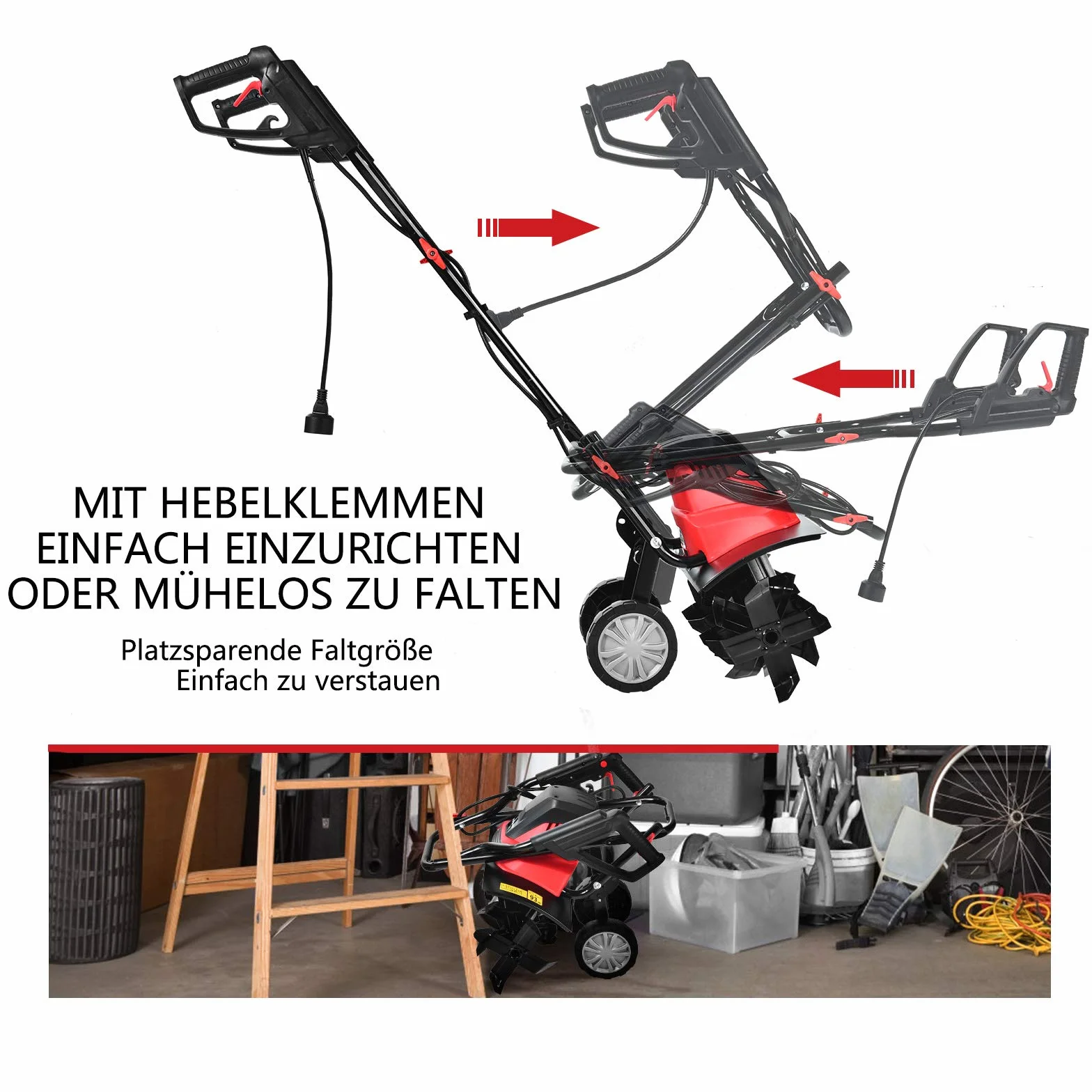 COSTWAY Elektryczna glebogryzarka 1500 W składana 6 noży głębokość robocza 22 cm szerokość robocza 43 cm