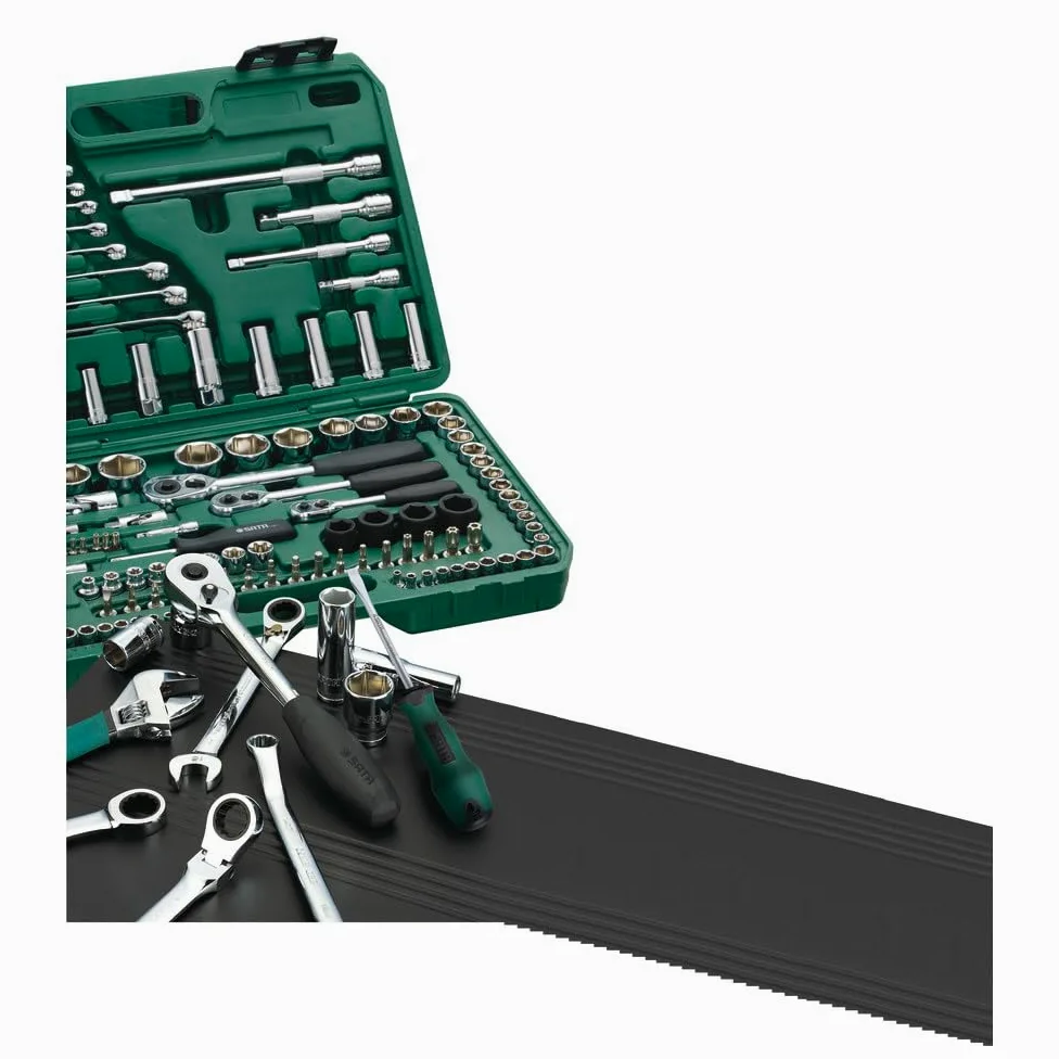 SATA ST09004SJ 58-częściowy zestaw nasadek sześciokątnych CR-V z grzechotką szybkiego zwalniania i adapterem 3-drożnym, polerowany, w etui do przechowywania