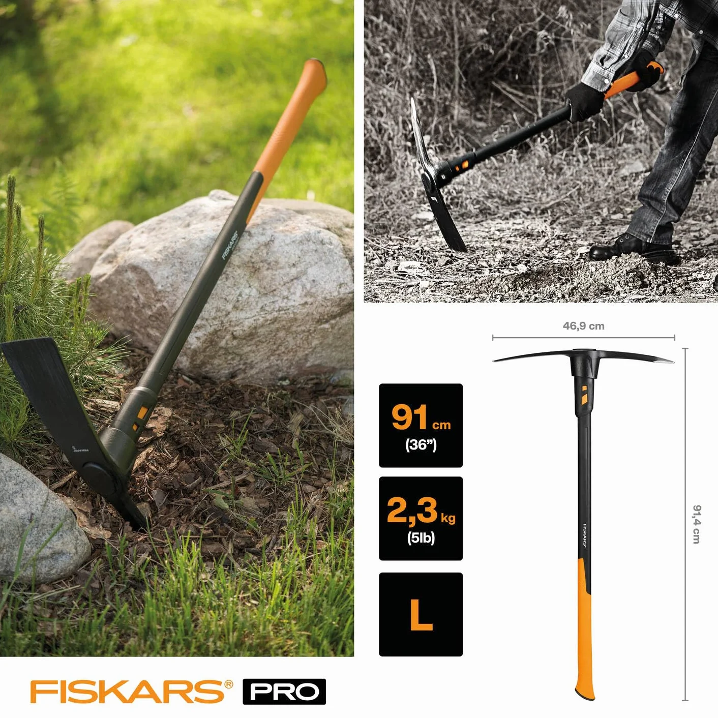 Fiskars Kilof IsoCore L 91 cm 3,4 kg Czarny Pomarańczowy
