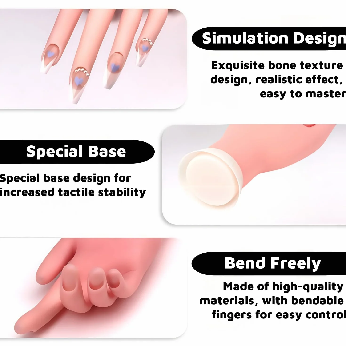 Kiuiom Manicure, ćwiczenia rąk i palców, do treningu paznokci, silikonowa dłoń do ćwiczeń, elastyczna silikonowa ręka do ćwiczeń, model z palcami treningowymi