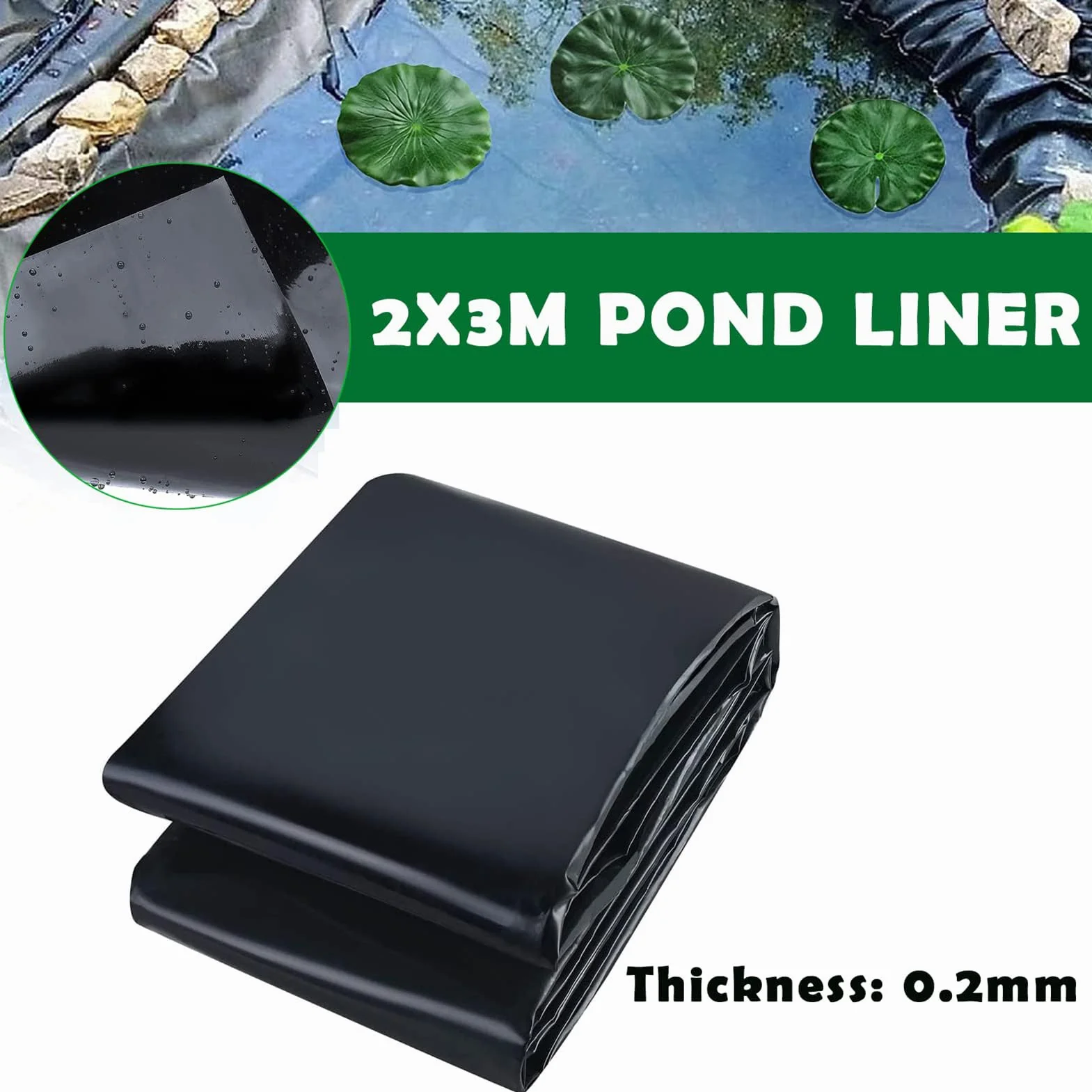 Czarna PVC Liner 2m x 3m do Oczka Wodnego
