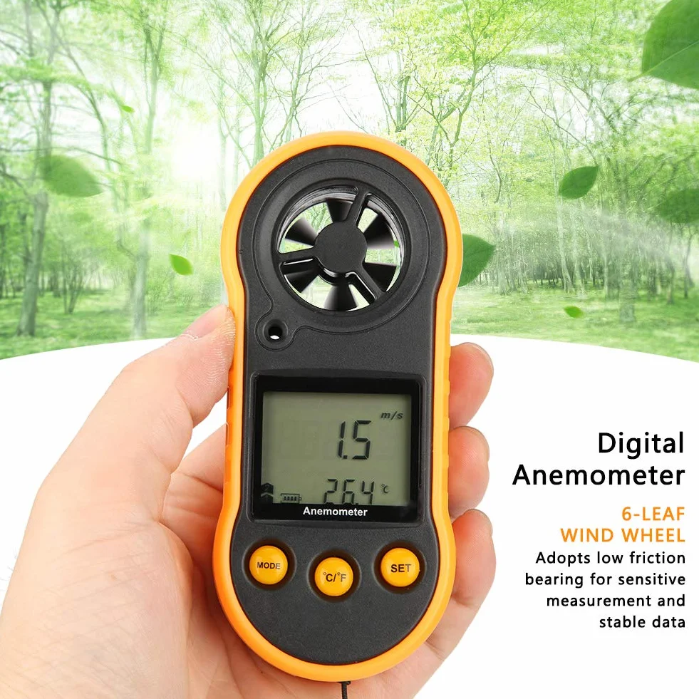 Cyfrowy anemometr ręczny GM818 LCD do pomiaru prędkości powietrza