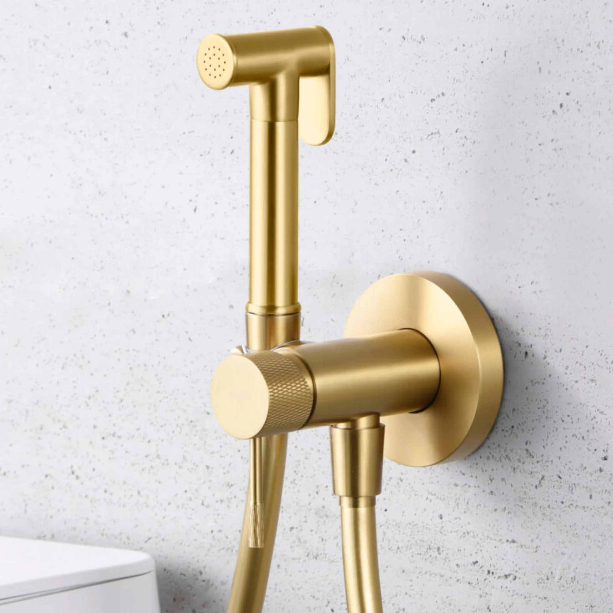 IMEX - Bidet bateria do zabudowy do toalety, prysznic bidet, zimna i gorąca woda, higieniczna głowica prysznicowa do toalety bidet, spryskiwacz bidet, zamiennik bidetu, łatwa instalacja (szczotkowane