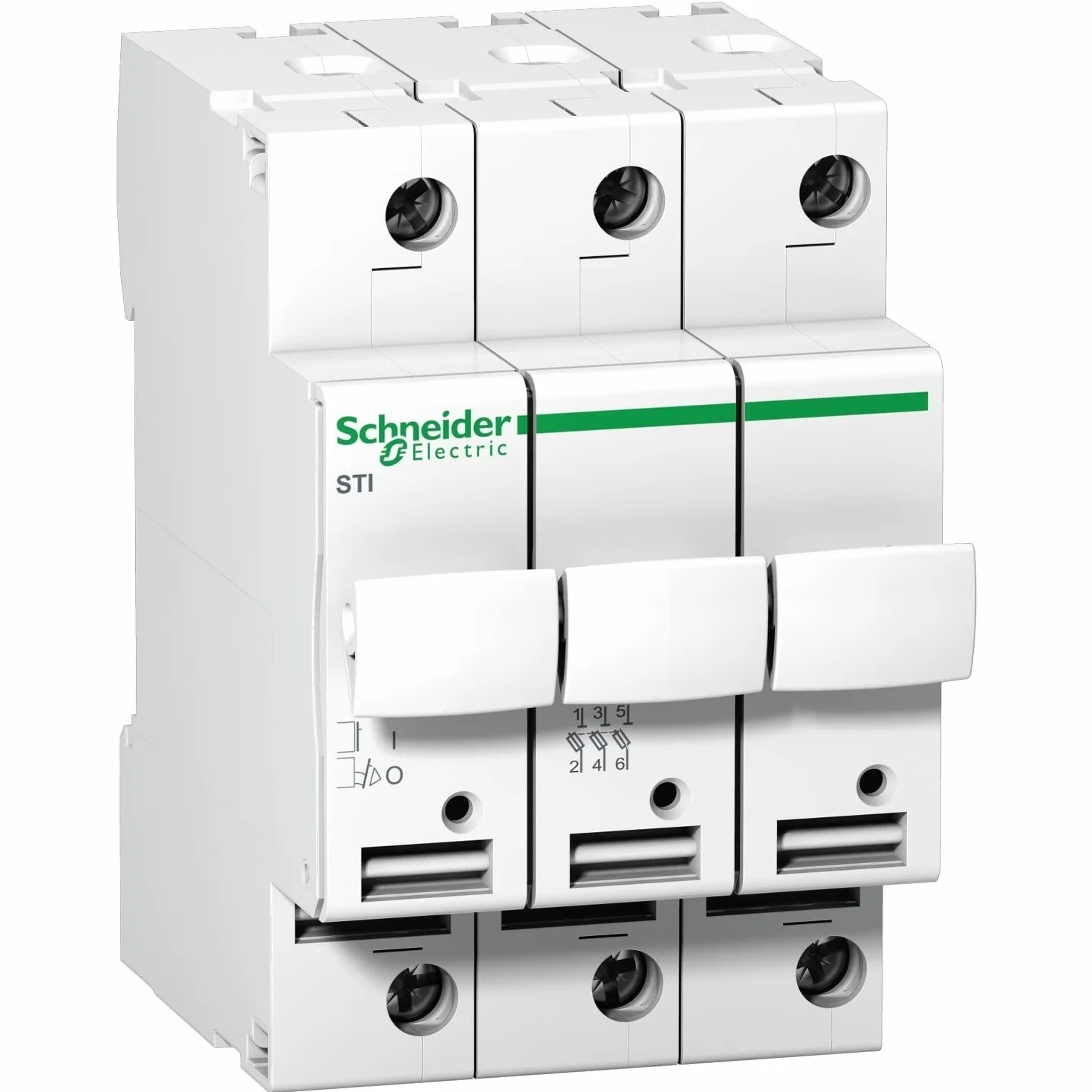 Schneider A9N15656 Acti 9 rozdzielacz bezpieczników STI, 3P, 25 A do bezpiecznika 10,3 x 38 mm