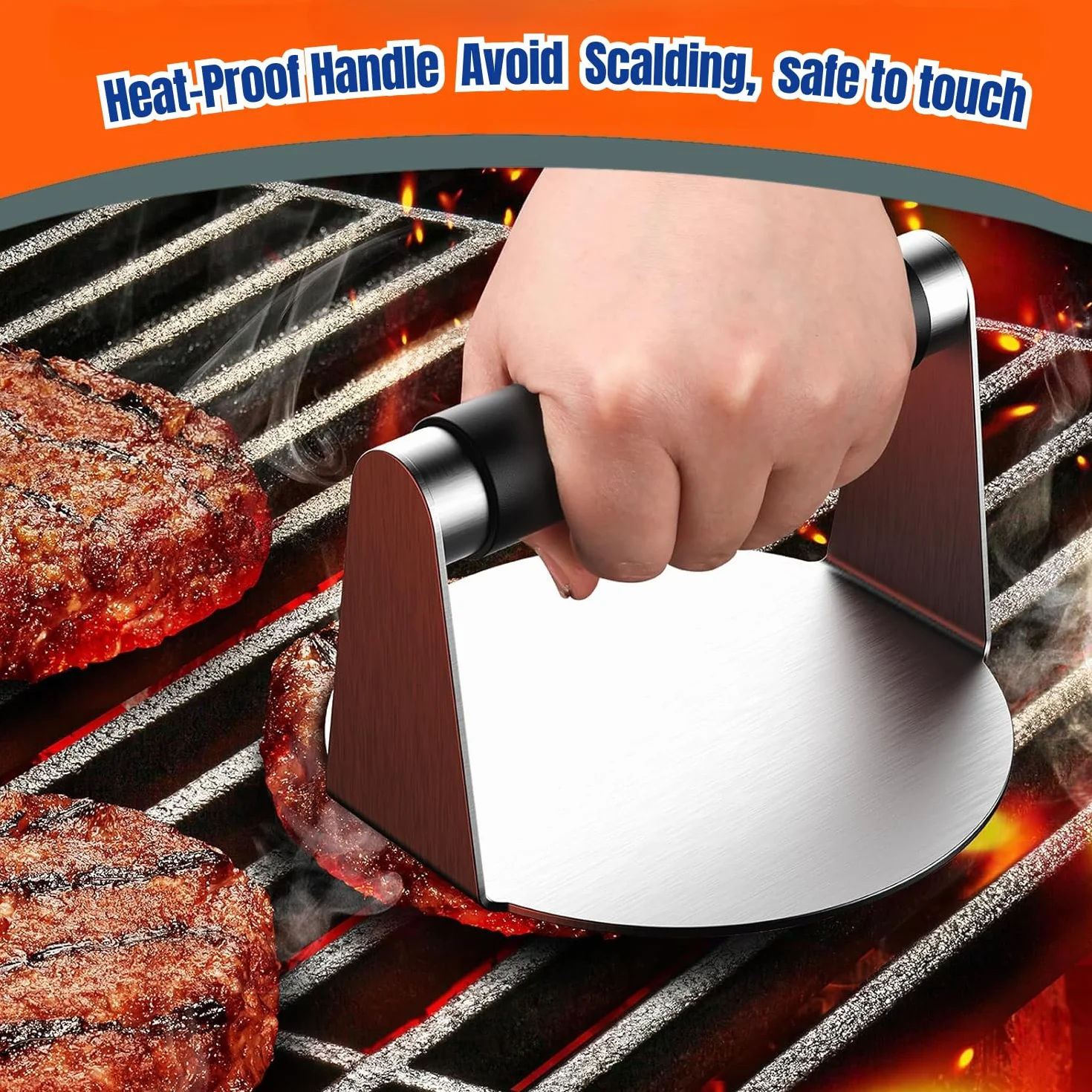 Zestaw prasy do burgerów 4 szt, prasa do hamburgerów z uchwytami odpornymi na ciepło, prasa do mięsa, Smash Burger, grillowanie w domu, zestaw do burgerów, domowy grill, BBQ