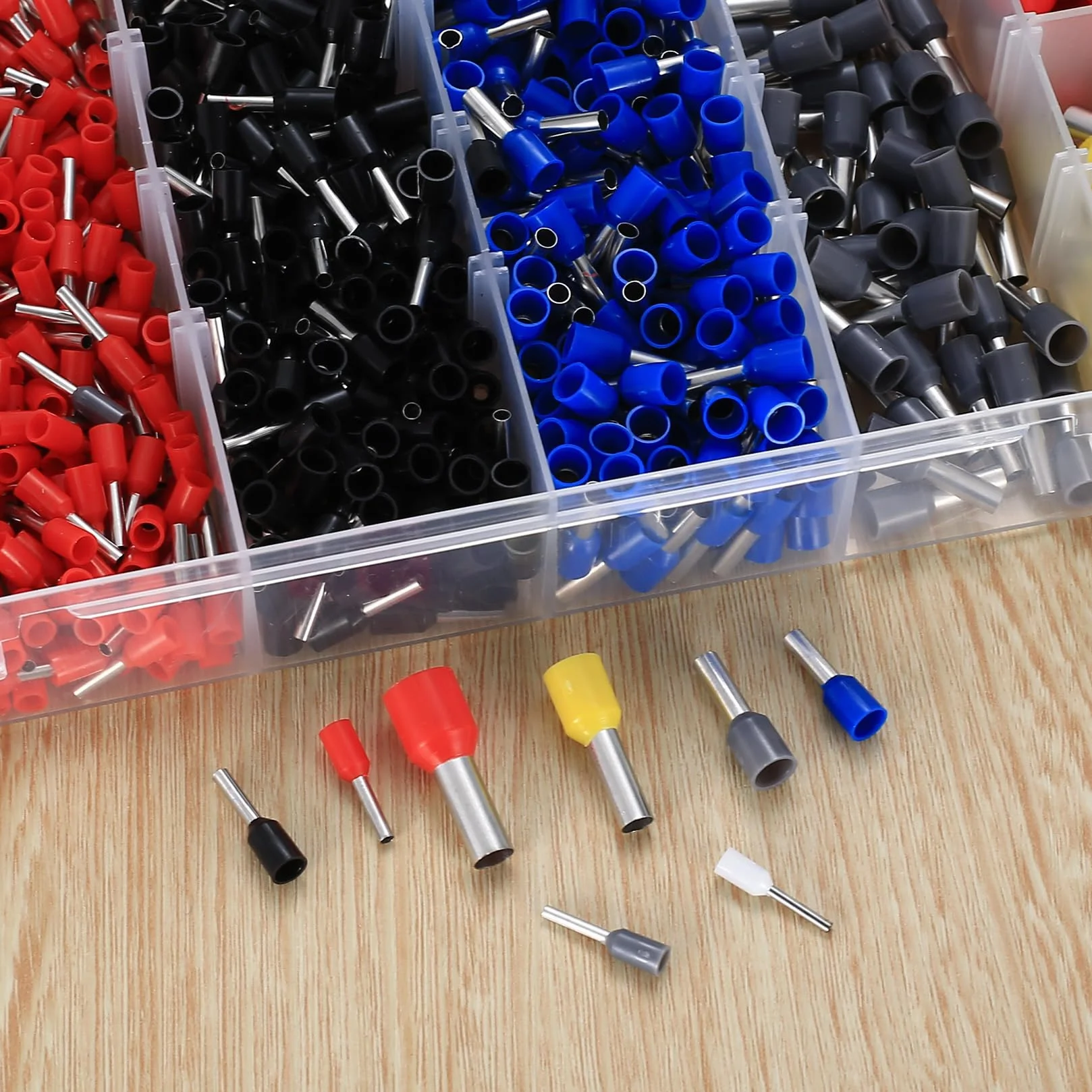 1200 szt. Zestaw tulejek drucianych 0,5-10 mm², tuleje zaciskowy, złącza do kabli, końcówki przewodów elektrycznych