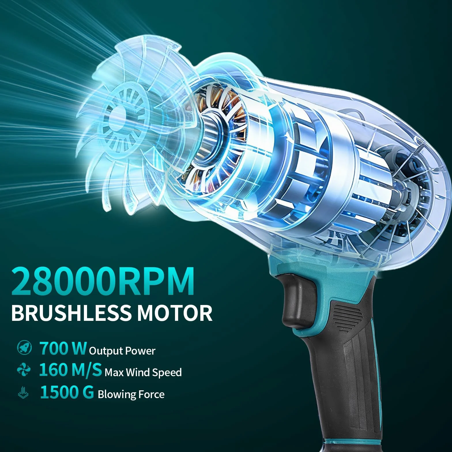 Akumulatorowa dmuchawa do liści Yofidra Turbo 160m/s 280000 obr/min 2x3000mAh