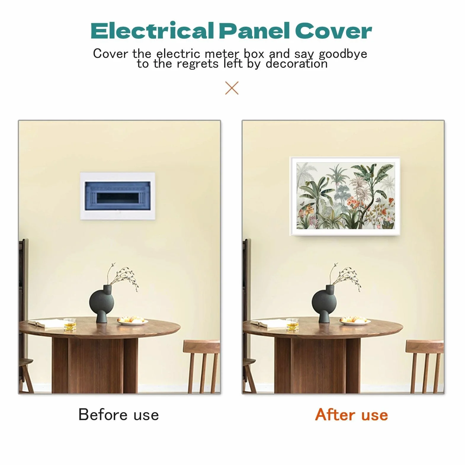 Dekoracyjna osłona panelu elektrycznegoStylowa skrzynka bezpieczników montowana na ścianie i pokrywa wyłącznika panel przełącznika korektor czarny design 50 x 40 cm / 19,7 x 15,7 cala do dekoracji