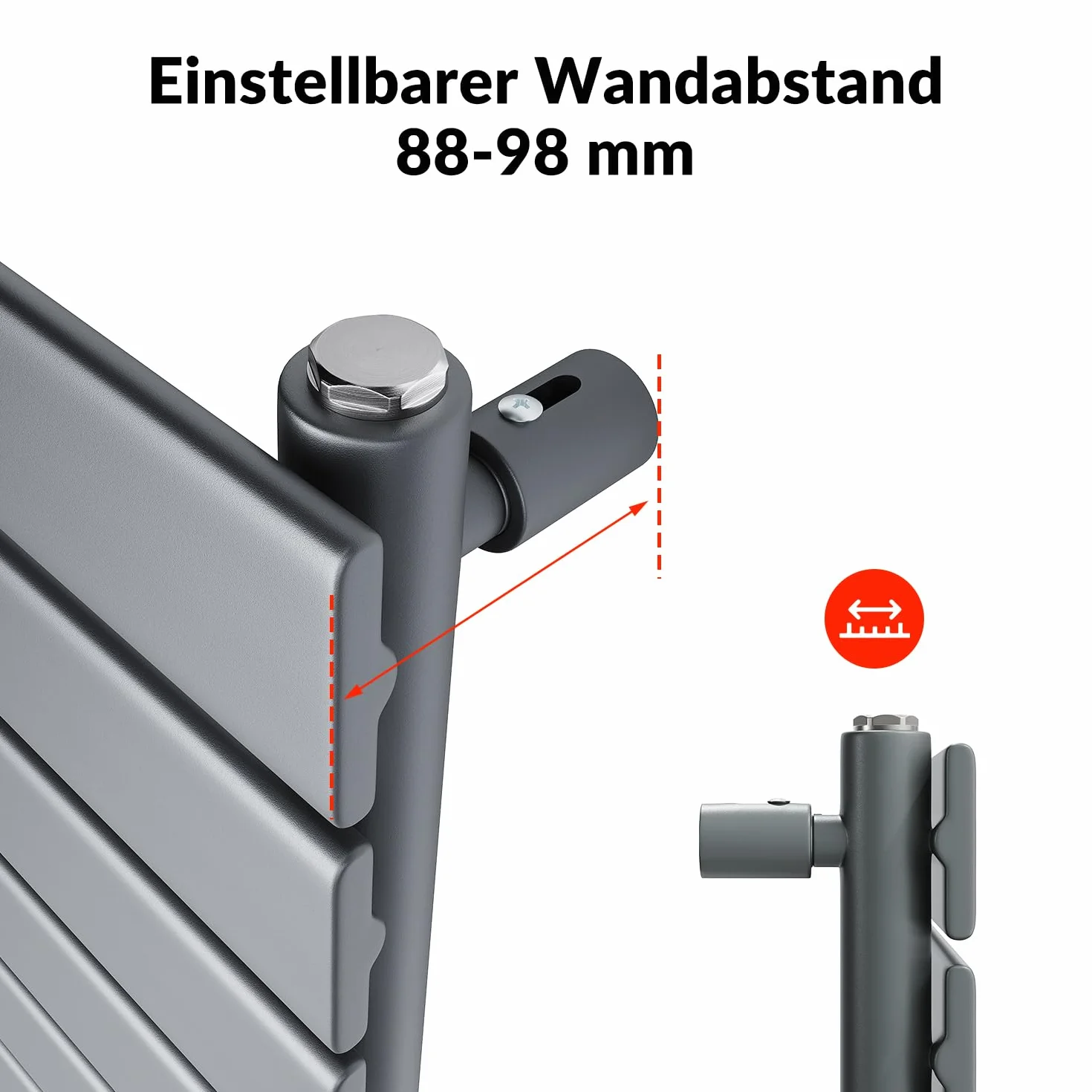 SONNI Designerski grzejnik 1200 x 465 mm antracyt 734 W, jednowarstwowy grzejnik płaski poziomy grzejnik płaski do łazienki przyłącze boczne grzejnik łazienkowy