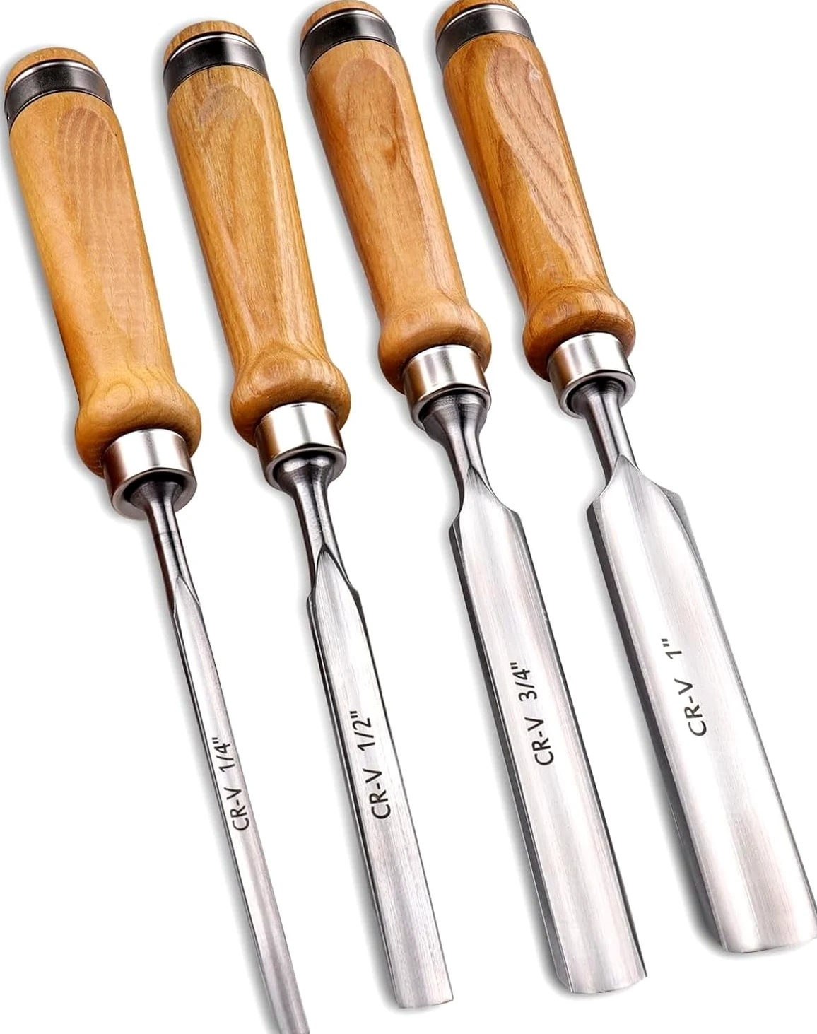 Zestaw dłut do drewna ze stal CR-V do obróbki drewna wypukłe półokrągłe dłuto 1 cal (25 mm), 4Pcs-4Rozmiary, 4Pcs-4Rozmiary