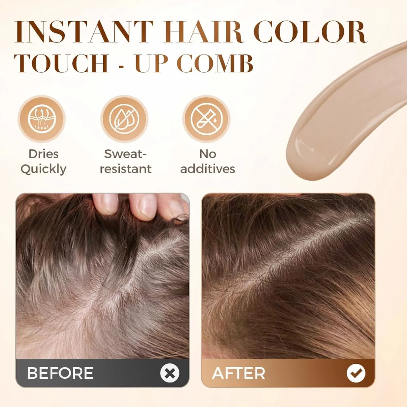 Hair Dye Comb, natychmiastowy kij do koloryzacji z wbudowanym grzebieniem, odporny na pot i farbowanie włosów, do zakrycia włosów, mężczyzn i kobiet (brązowy)