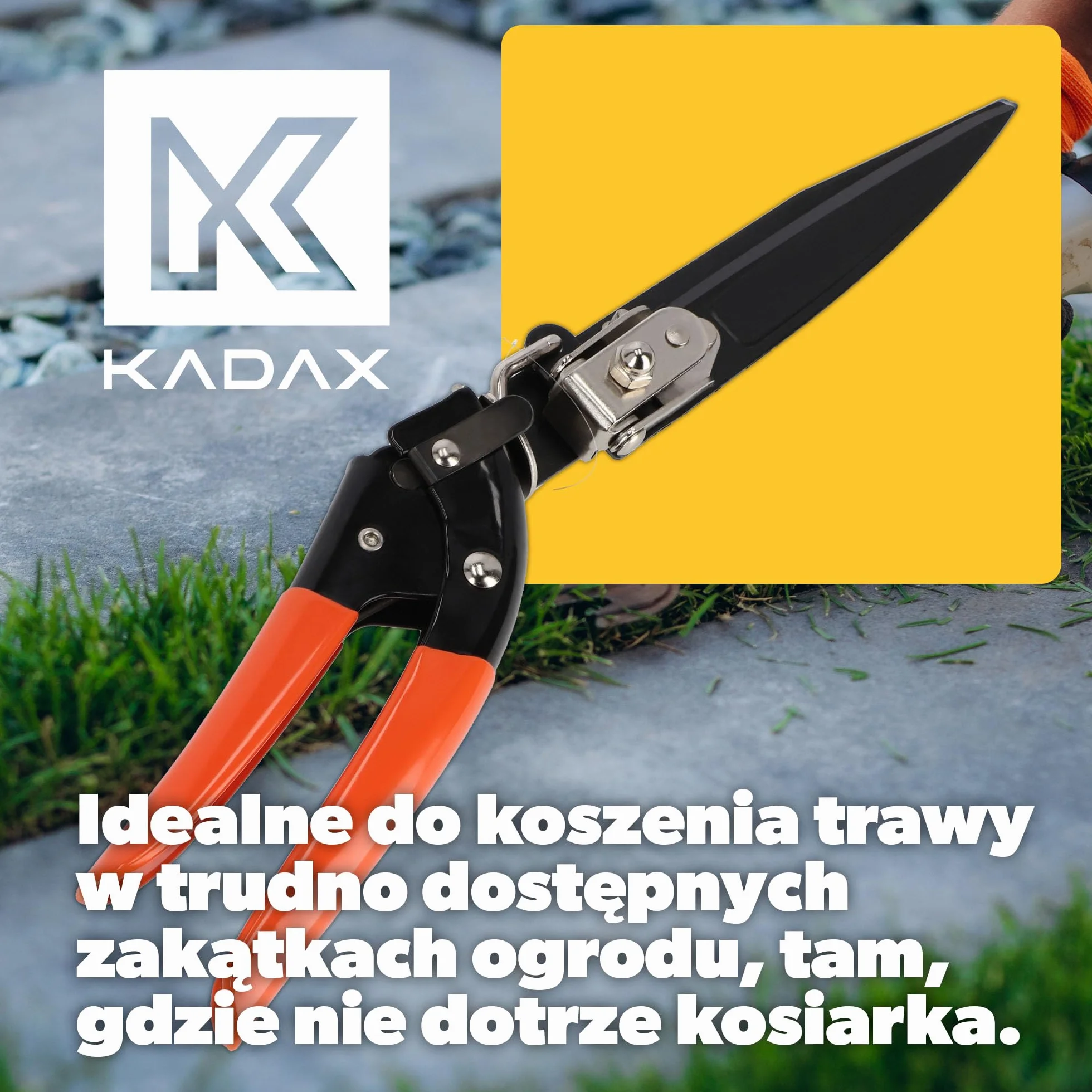 KADAX Nożyce do trawy i obrzeży 33 cm stalowe ostrza obrotowa głowica