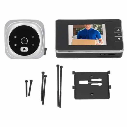 Kamera z Wizjerem do Drzwi, Cyfrowy Dzwonek Wideo z 2-kierunkowym Dźwiękiem, Noktowizorem, Ekranem LCD i Szerokim Kątem 120 Stopni, Cyfrowa Kamera do Drzwi, Kamera z Wizjerem