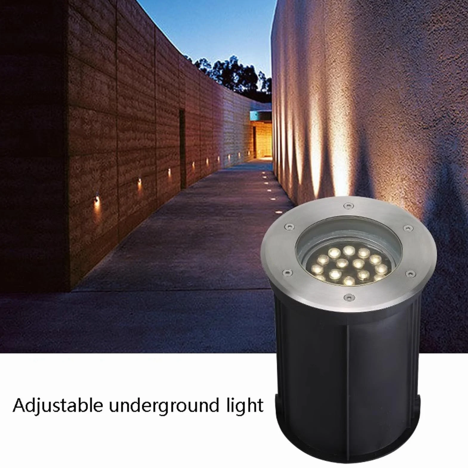 Lampa ogrodowa - zewnętrzna wpuszczana reflektor LED, wbudowany reflektor LED z regulowanym oświetleniem podziemnym AC85-265V, wodoodporne oświetlenie ogrodowe IP65, do okrągłej lampy krajobrazowej
