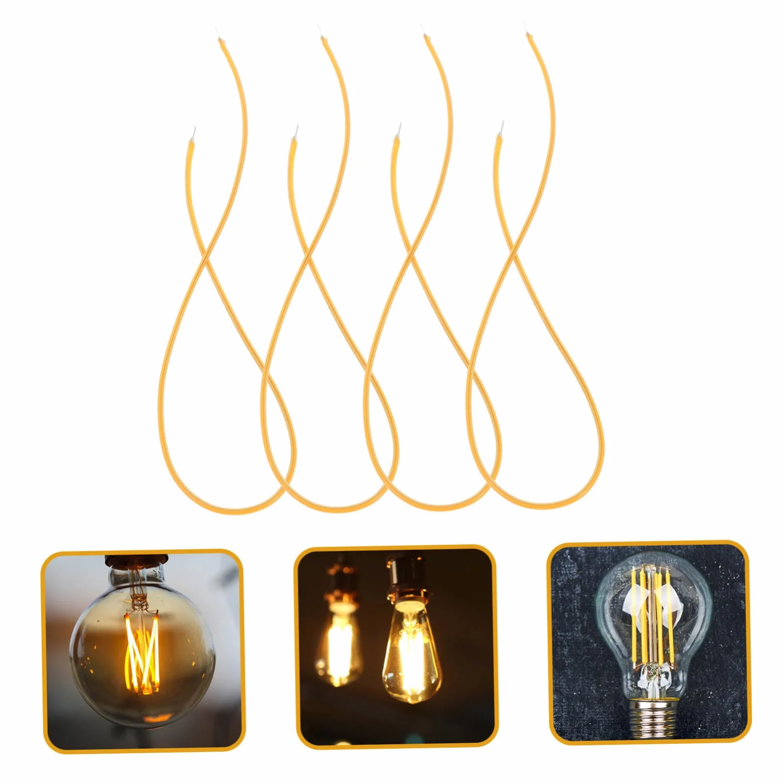 Gadpiparty Elastyczne żarówki LED z filamentu, 4 sztuki, 300 mm, 3 V, ciepła biel, silikonowa, giętka, akcesoria do oświetlenia wnętrz, naprawy lamp i kreatywnej dekoracji