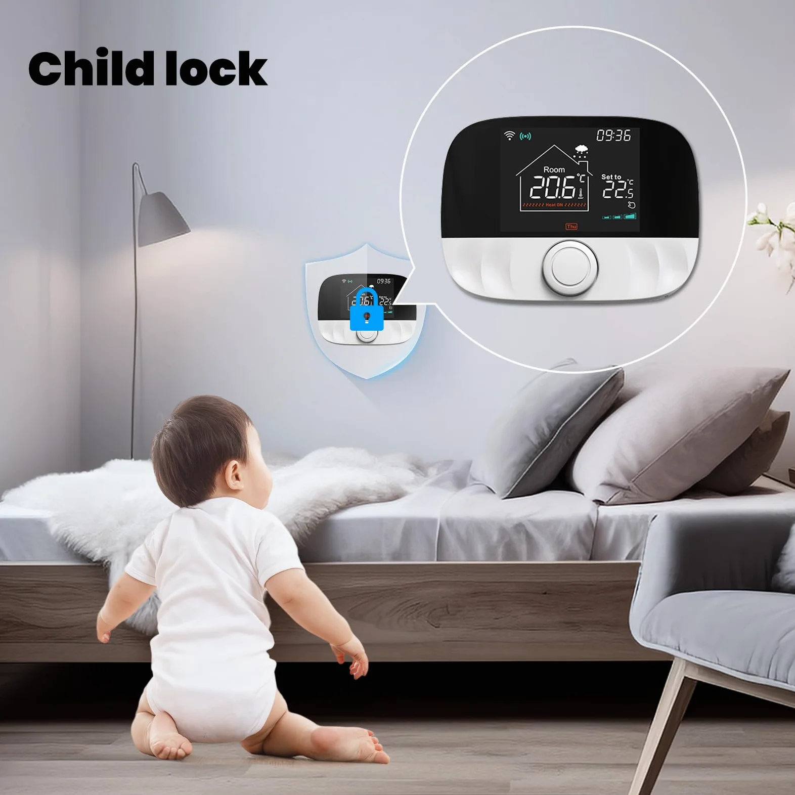Bezprzewodowy termostat RF WIFI bezprzewodowy termostat Wi-Fi, kompatybilny z Alexa Google, do kotła gazowego
