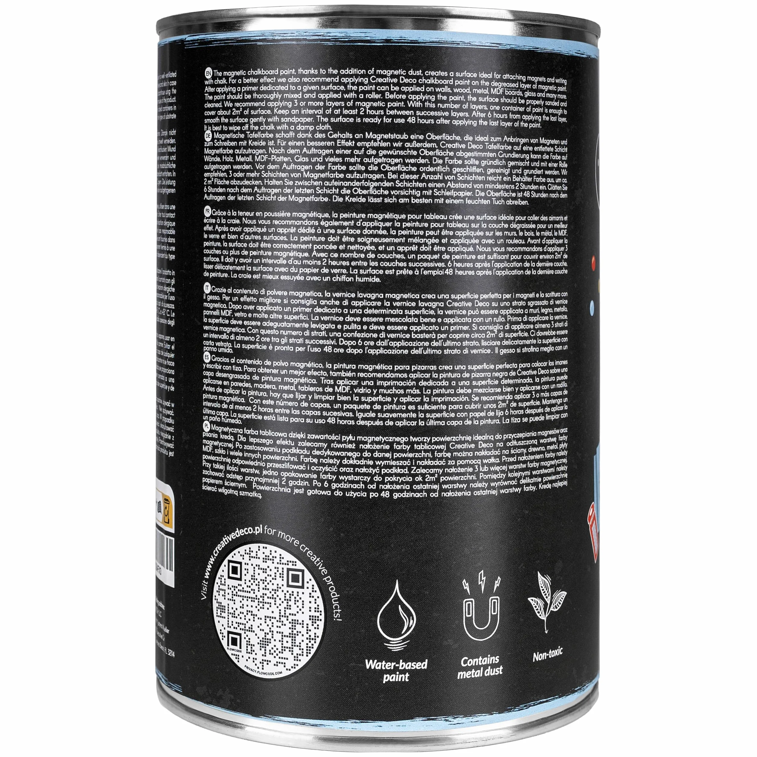 Creative Deco Farba Czarna Akrylowa | 1000 ml | Magnetyczna do celow artystycznych