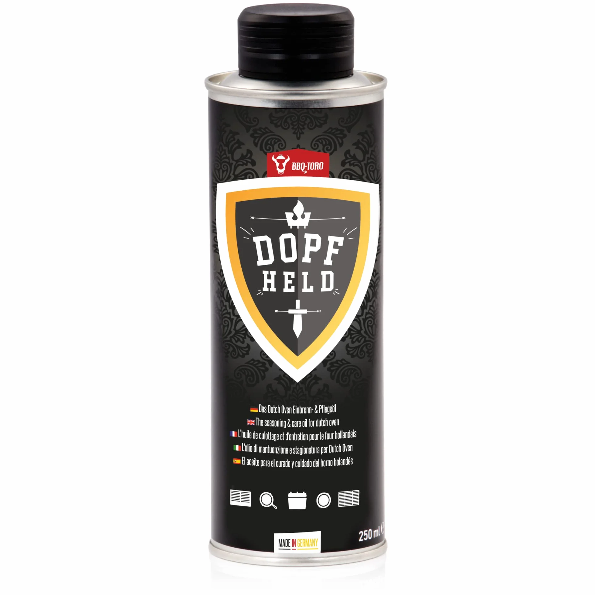 BBQ-Toro DOPFHELD Dutch Oven olej do pieczenia i pielęgnacji 250 ml do żeliwnych akcesoriów grillowych