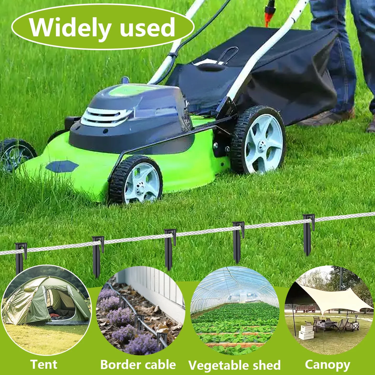 Śledzie do robotów koszących, przewód ograniczający, 100 sztuk, haki, kotwy gruntowe, akcesoria