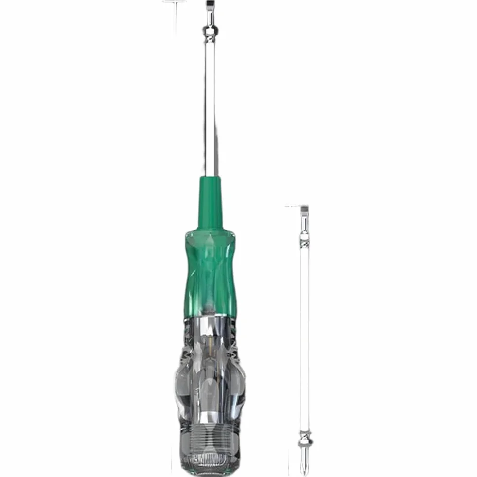 Tester napięcia śrubokręt 2 w 1, wysoki moment obrotowy, izolowany, odporny na uderzenia, neonowy tester napięcia 100 V-500 V, stal CR-V, narzędzie do testowania i wkręcania, zielony