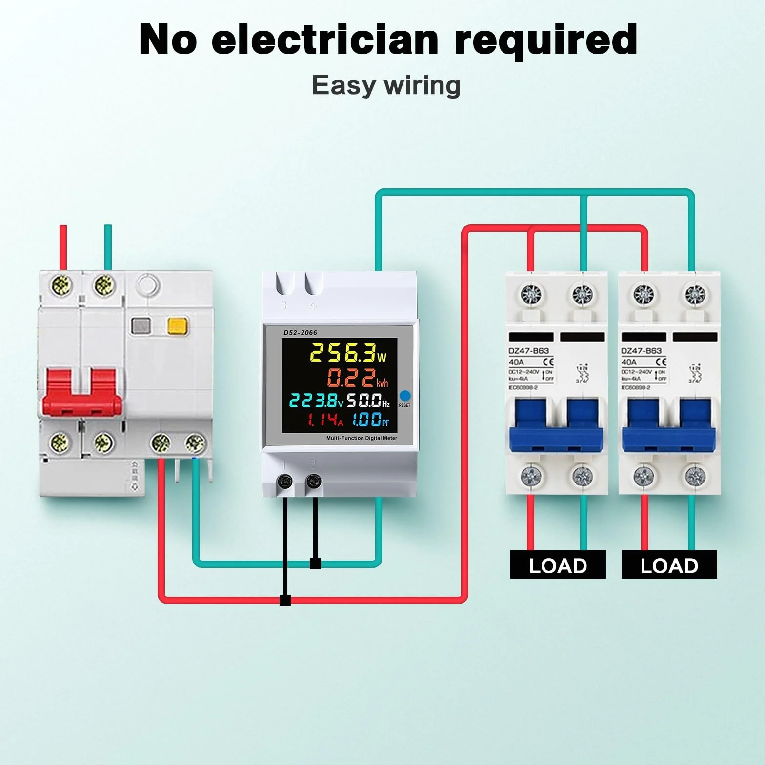 Jadeshay Licznik energii AC 40-300 V, 100 A, cyfrowy, wielofunkcyjny, woltomierz, do pomiaru zużycia prądu, napięcia, prądu, współczynnika częstotliwości