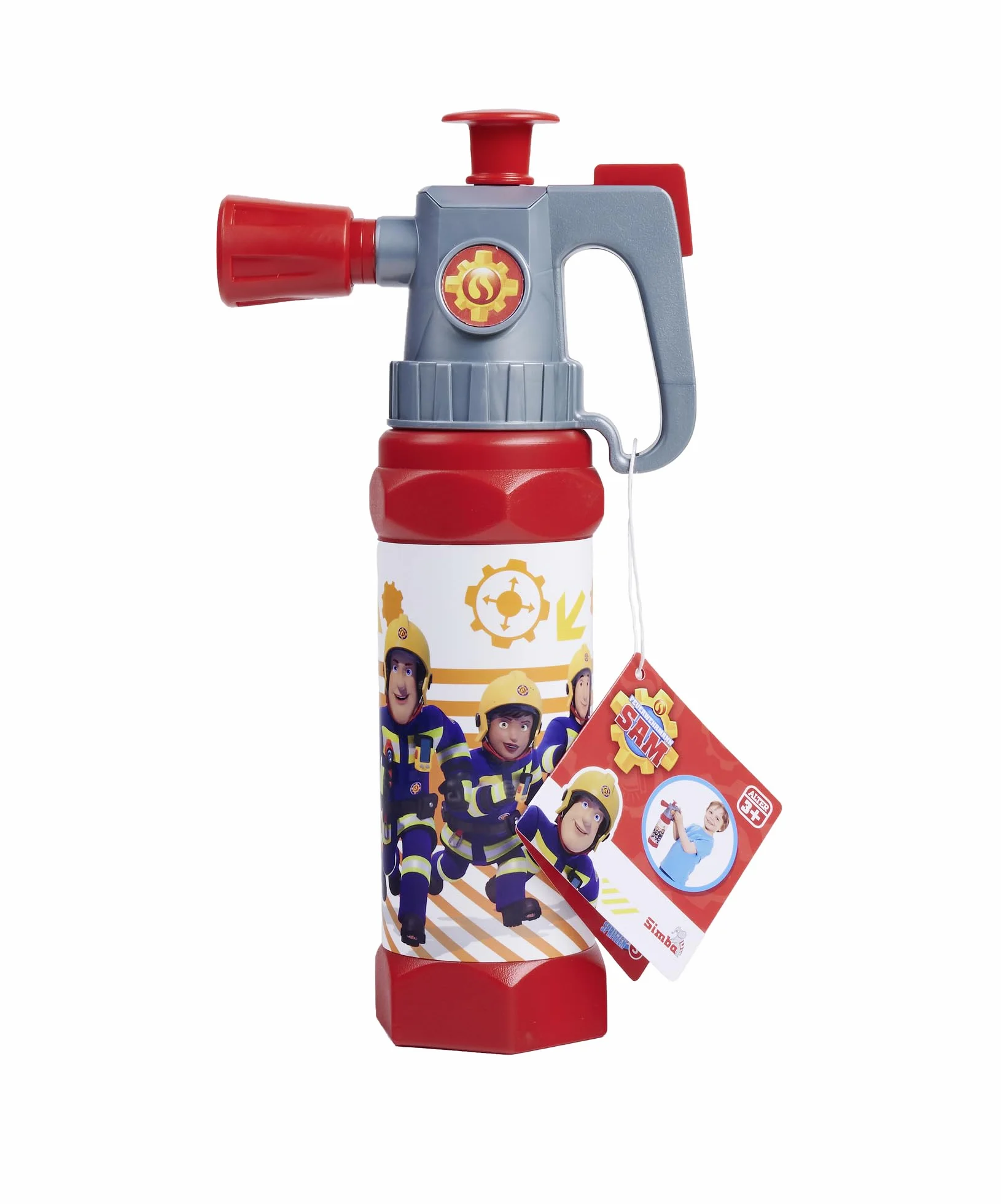 Simba 109252612 Strażak Sam gaśnica XL, z uchwytem, wodoodporna banderola, 31 cm, pojemność zbiornika 650 ml, zasięg 6 m, od 3 lat