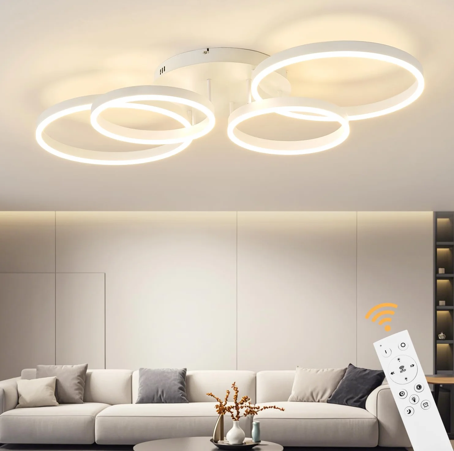 Lampy sufitowe LED, ściemniana lampa sufitowa, 100 cm, energooszczędna dioda LED, pilot zdalnego sterowania, zmiana koloru, do salonu, sypialni, pokoju dziecięcego