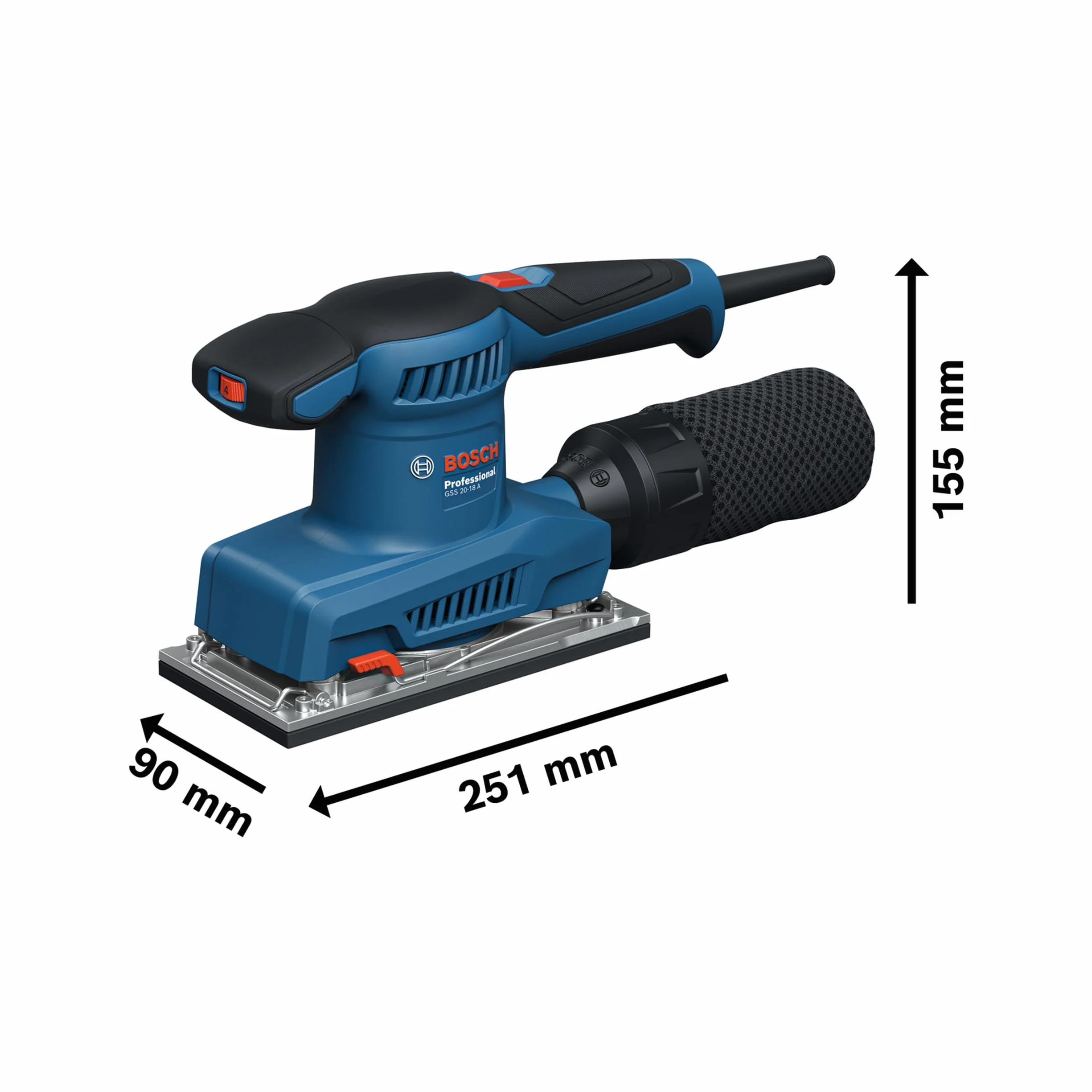 Bosch Professional Sieciowa szlifierka oscylacyjna GSS 20-18 A (worek na pył, płyta dziurkująca)