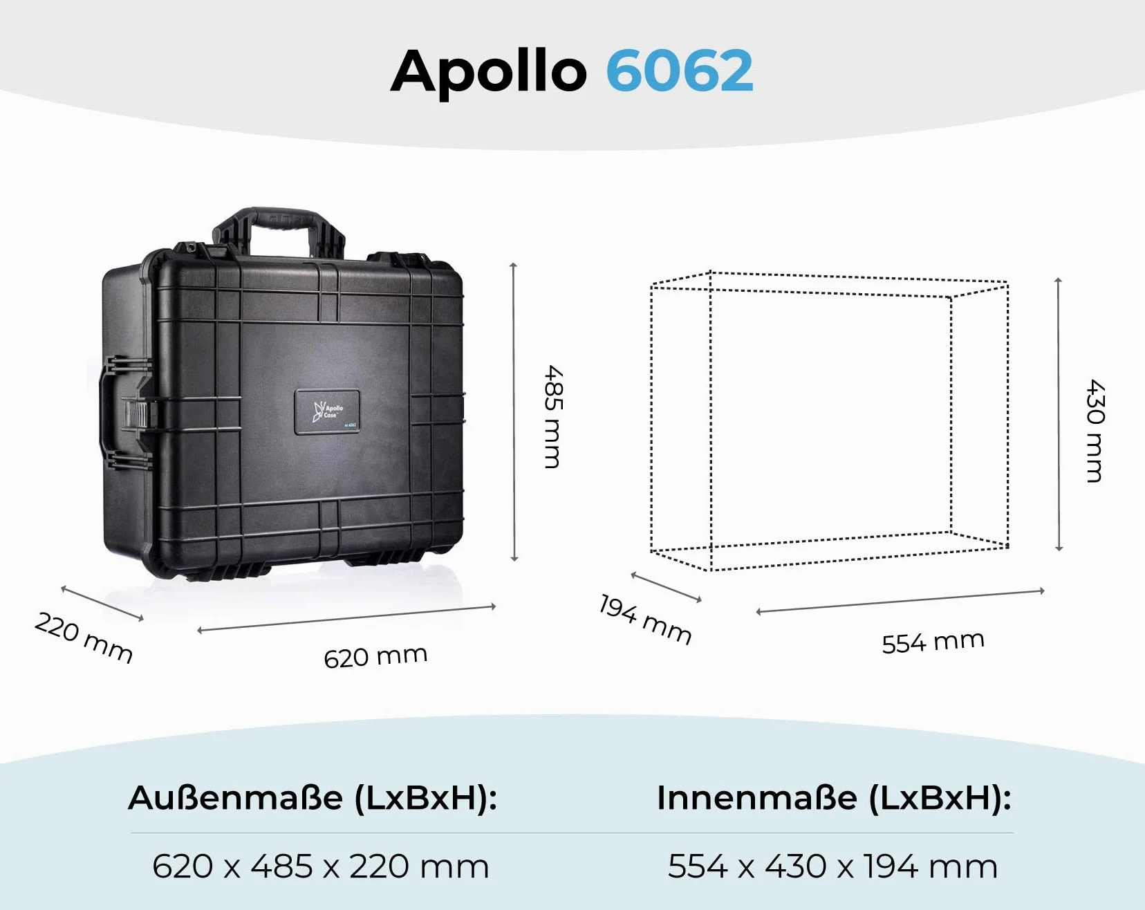 Etui Apollo 6062 – trwałe plastikowe etui ochronne na sprzęt, amortyzujące wstrząsy, o smukłej konstrukcji, odporne na zarysowania i lekkie, idealne do codziennego użytku, Czarny,
