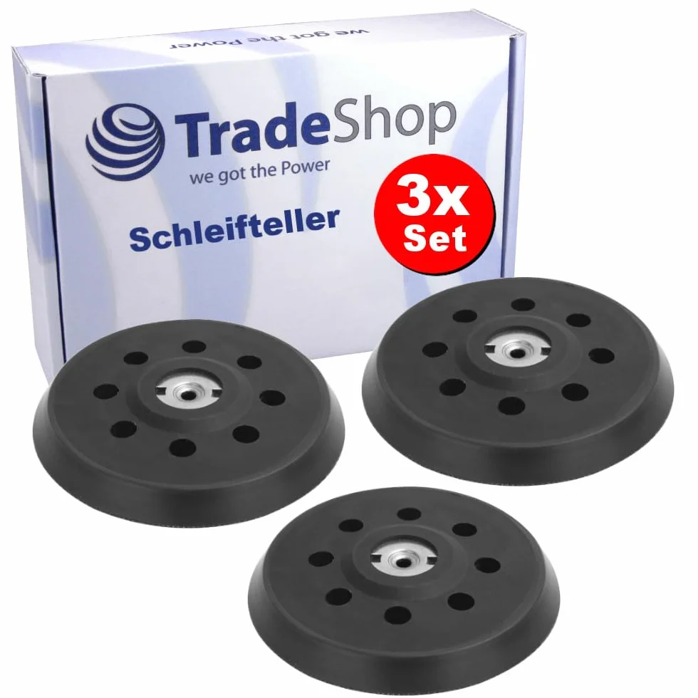 3 x Trade-Shop talerz szlifierski na rzep, talerz podporowy/talerz samoprzylepny, 125 mm, kompatybilny z szlifierką mimośrodową Metabo, zamiennik do Metabo 631220000