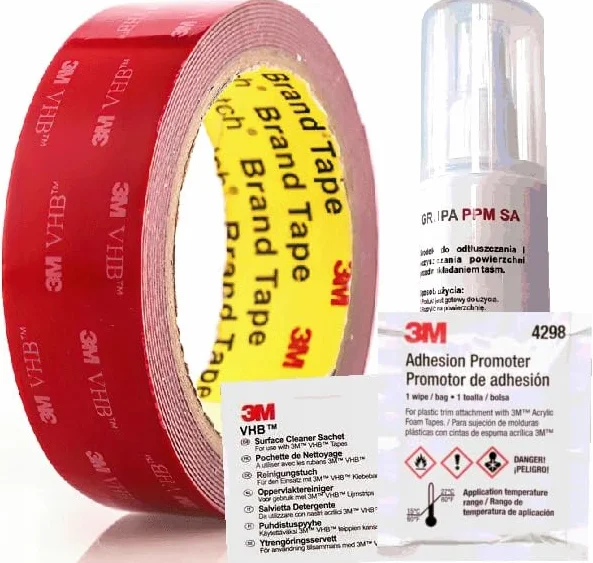 3M VHB GPH110 Taśma dwustronna akrylowa 230C + zestaw do przygotowania powierzchni (25mmx3m)