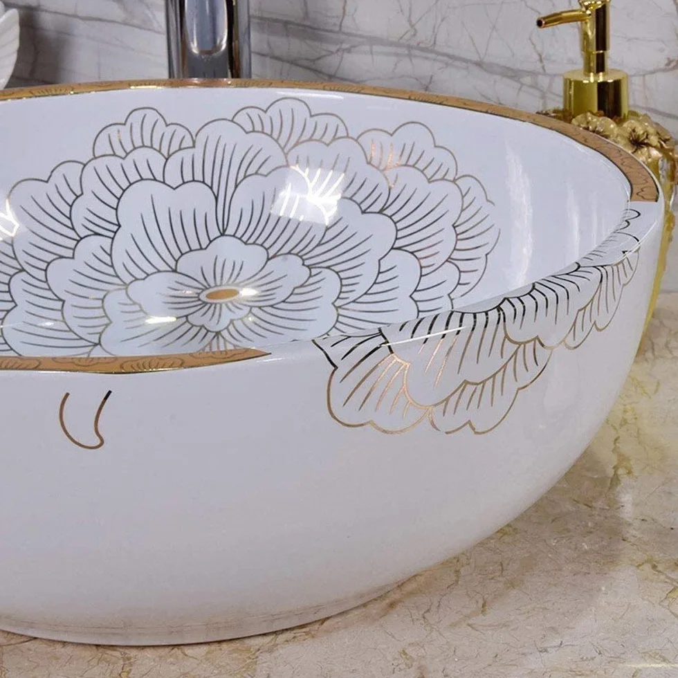 Szafka Pod Umywalkę Z Umywalką, Umywalka Nablatowa, 12-Calowa Okrągła Umywalka Ceramiczna Z Porcelany, Amerykańska Biała Umywalka Nablatowa