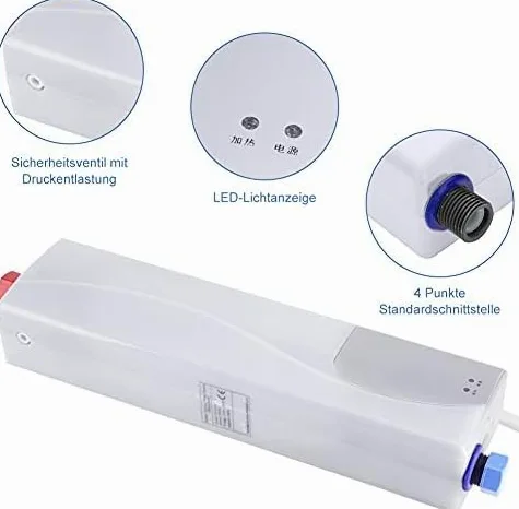 Kompaktowy 3000W Mini Elektryczny Podgrzewacz Wody Natychmiastowy Elektryczny Podgrzewacz Wody Z Kranem W Kuchni Łazienki(Biały)