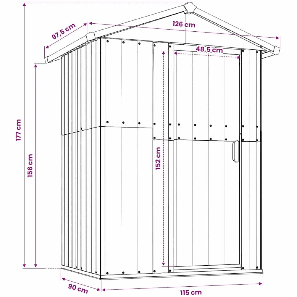 vidaXL Domek ogrodowy brązowy 126x97,5x177 cm ocynkowana stal