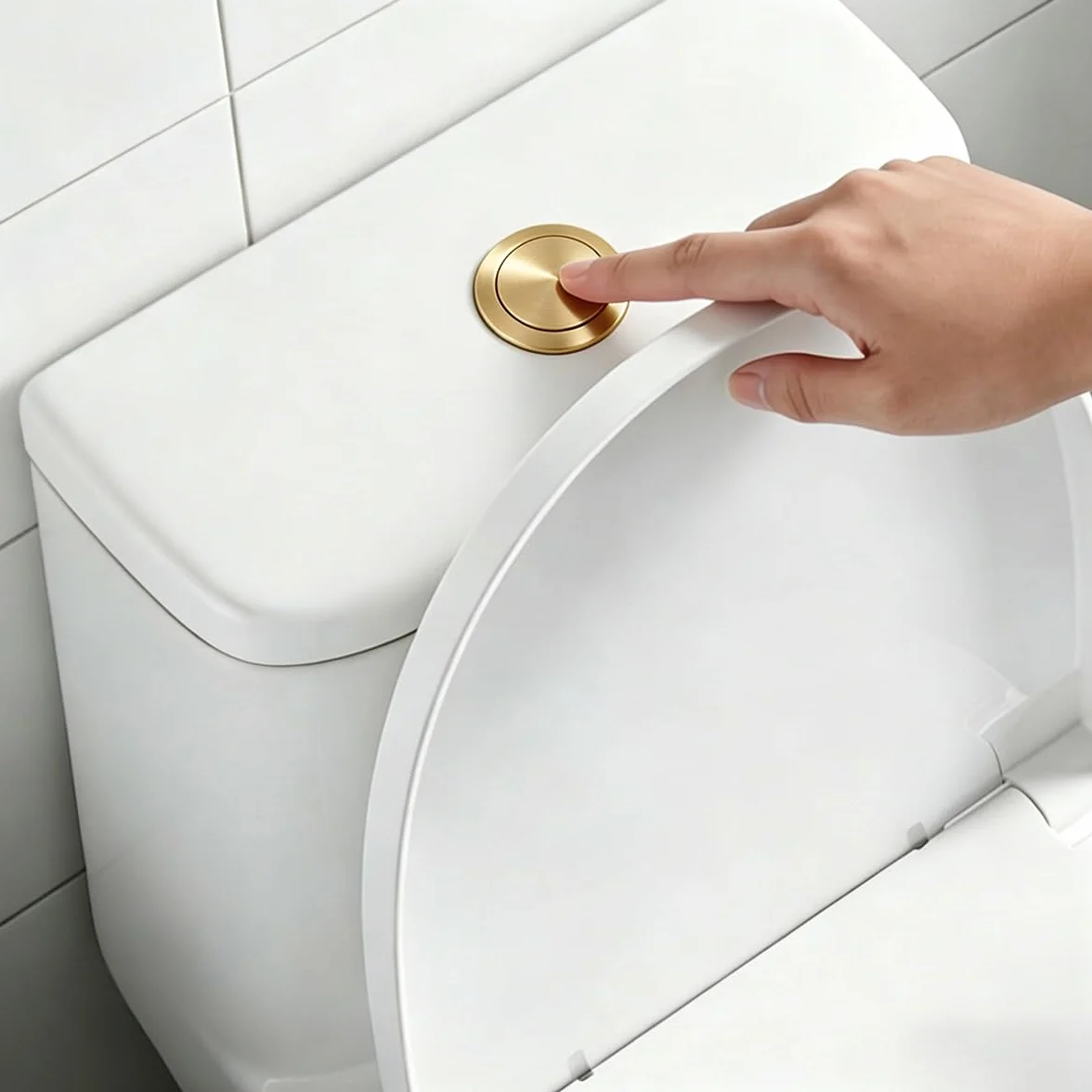 Ticha Wymienny przycisk spłukiwania toalety, okrągły kształt, nowoczesny przycisk do toalety, do Skipper 45 Dual Flush Cistern (złoty)