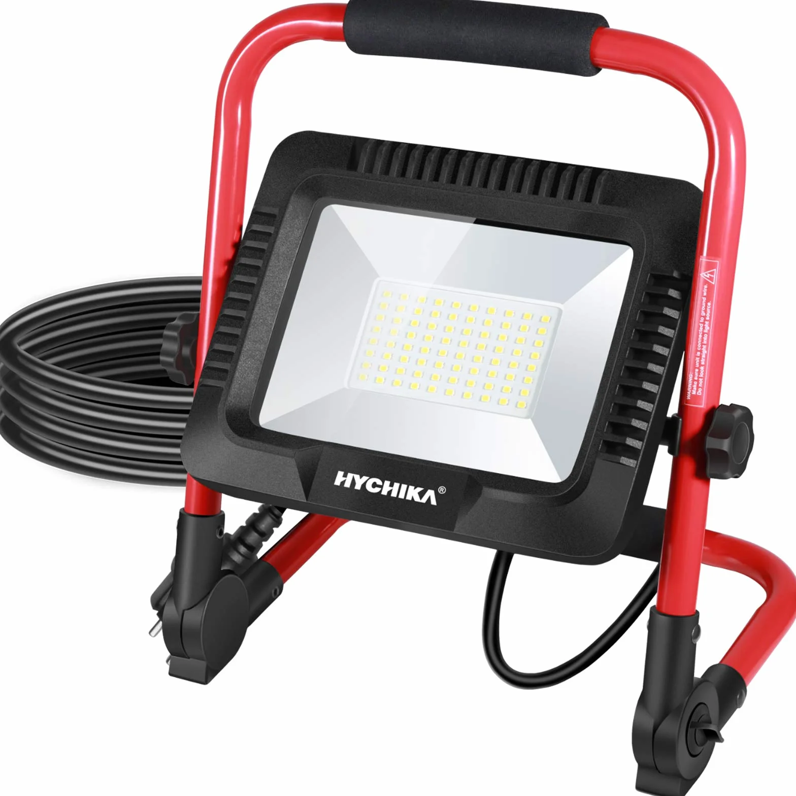 Reflektor budowlany LED 50 W, Hychika reflektor LED, 5500 lm, 6500 K, wodoszczelny IP65, obrotowy, kabel 3 m, z wtyczką do warsztatu, na plac budowy itp