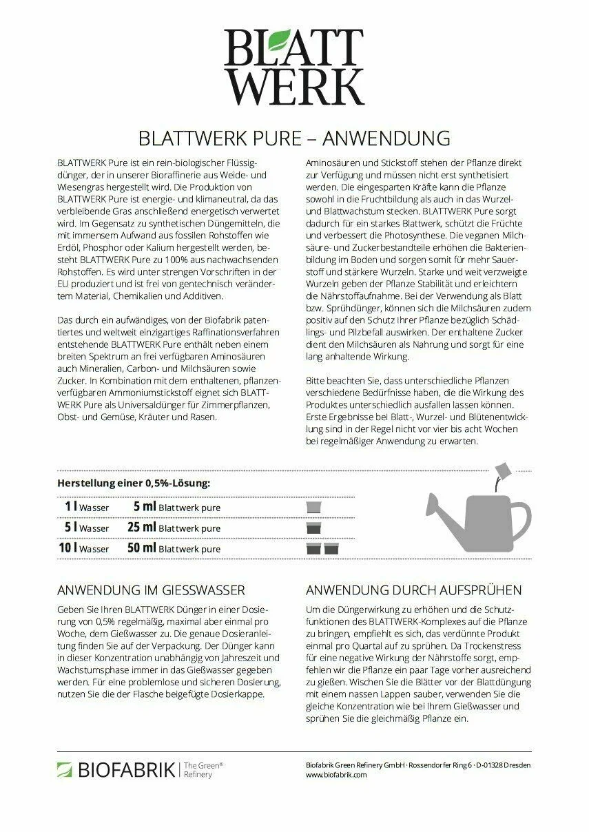 BLATTWERK Pure nawóz uniwersalny organiczny NPK 1 l