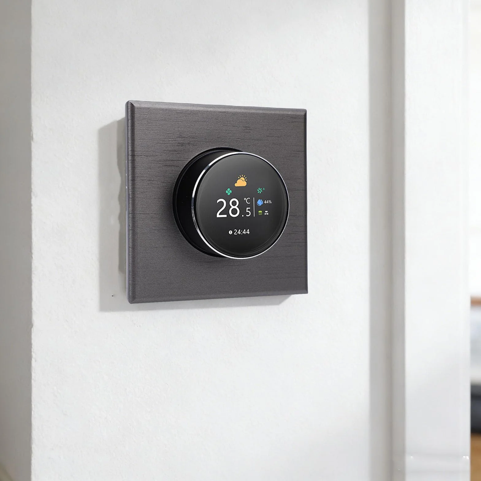 lyrlody Inteligentny Termostat WiFi, Termostat PC ABS z Inteligentnym Pokrętłem z Ekranem TFT 240x240, Pilot z Aplikacji, Programowalny od 41 do 95F, do Domowego Systemu Ogrzewania Podłogowego AC
