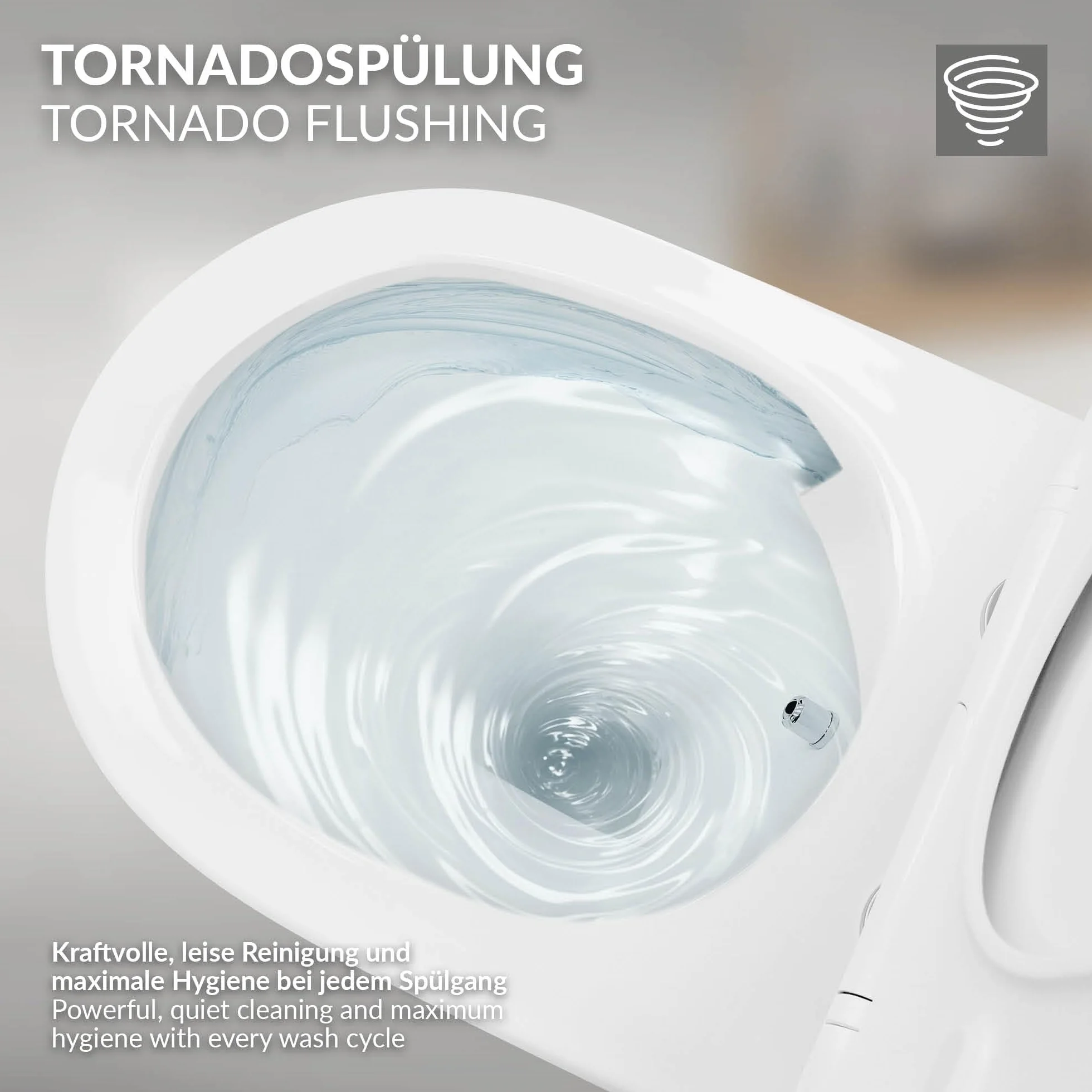 LuxeBath wiszaca muszla klozetowa bez rantu z funkcja bidetu, biala, powloka Wash WC Nano, spluczka Tornado, dluga 54 cm, blyszczaca wiszaca miska klozetowa z miekko zamykana deska klozetowa
